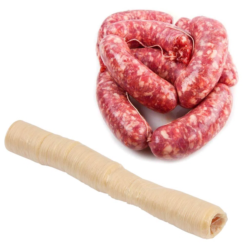 Involucro Salsiccia Commestibile, Lunghezza 14m Diametro 26mm Involucro Salsiccia Essiccazione Ideale per Preparare Salsicce Fatte in Casa, Facile Utilizzo e Sicuro per Varie Tipologie di Carne