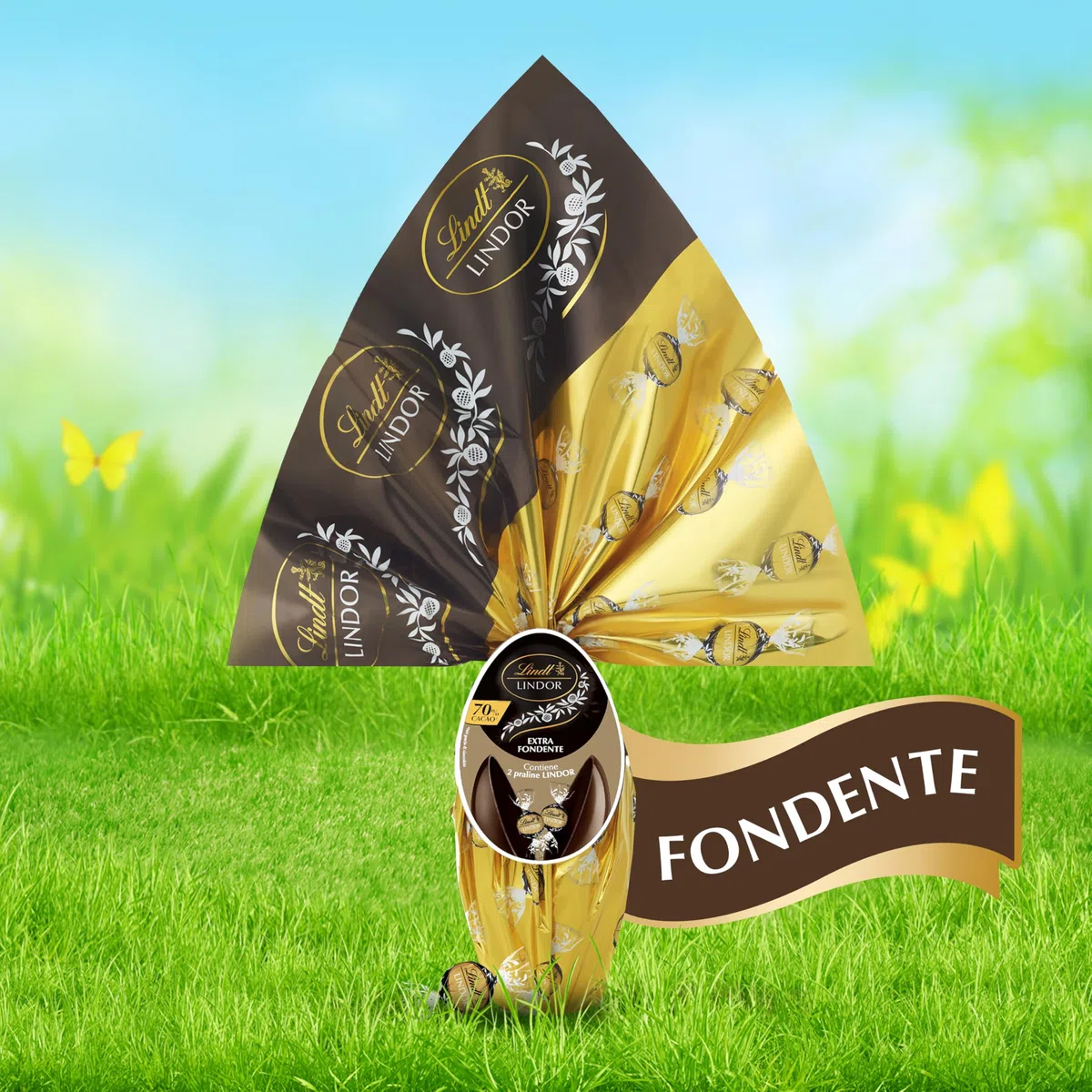 Lindt LINDOR Uovo di Pasqua 2026 Cioccolato Fondente 70% Cacao, con sorpresa Cioccolatini LINDOR Fondenti 70%, Idea Regalo Pasqua, Formato 180g