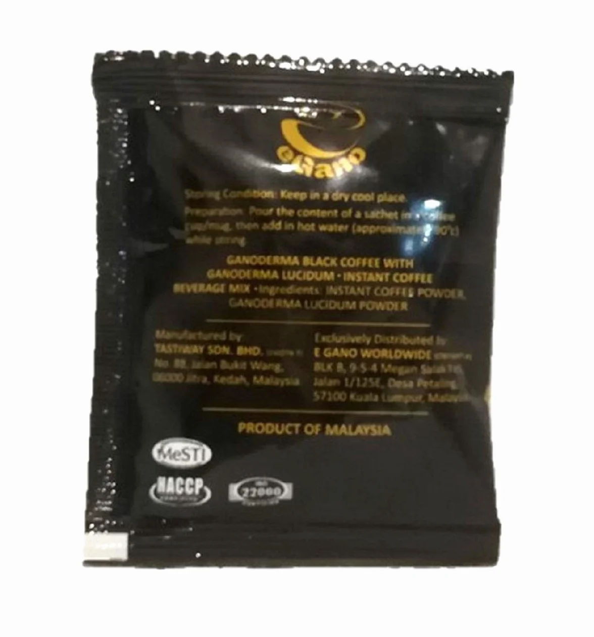 eGano - Ganoderma caffè nero di qualità premium (30 bustine x 3,5 g)