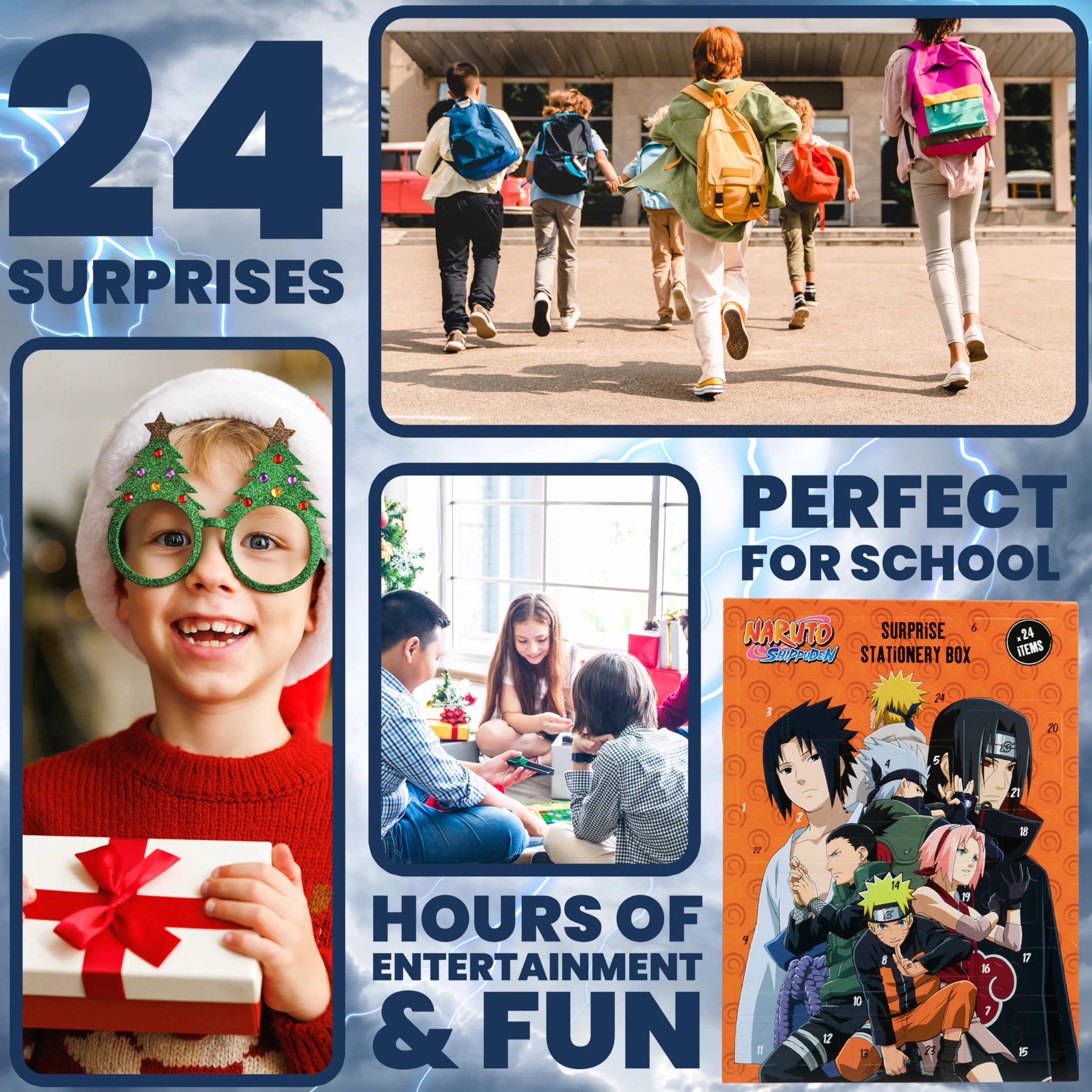 Naruto Calendario Avvento 2025 Cancelleria e Accessori Anime Countdown Natale Calendari Avvento Cartoleria Penne Adesivi Regalo per Bambino (Arancia)