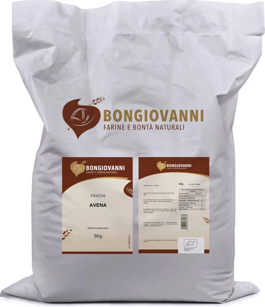 BONGIOVANNI FARINE E BONTA' NATURALI Fiocchi d'Avena BIO - 5 Kg