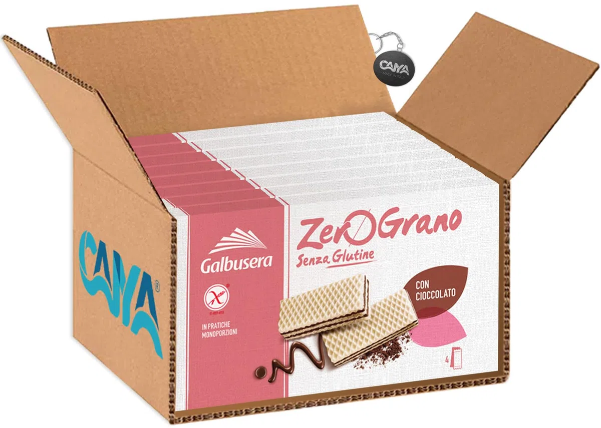 Galbusera ZeroGrano Wafer con Cioccolato Senza Glutine (Gluten Free) 180g [CAIYA® BOX da 8 Confezioni]
