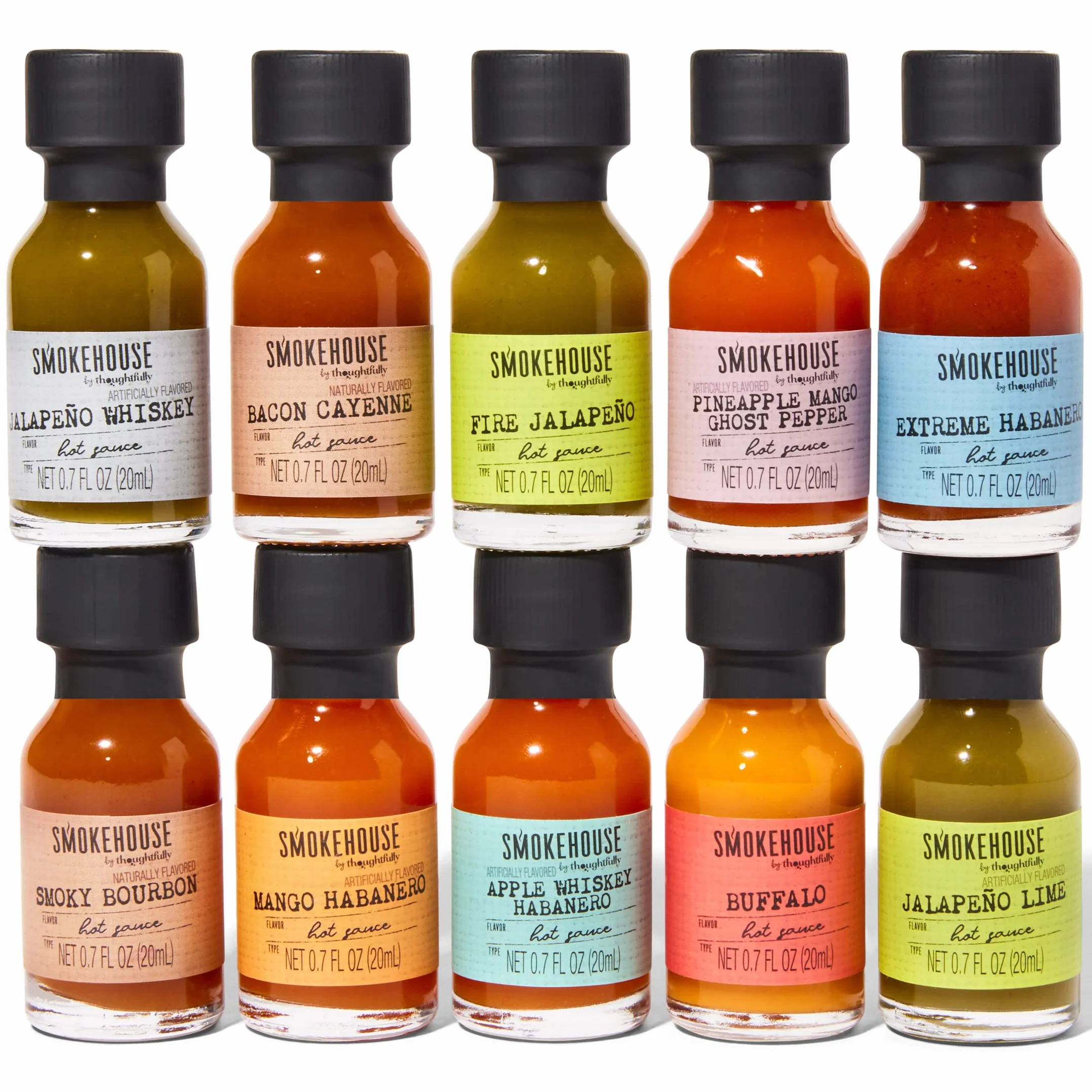 Smokehouse by Thoughtfully, Collezione di Salse Piccanti, Confezione Regalo Smokehouse, Set con 10 Gusti Diversi tra cui Bacon Cayenne, Aglio con Erbe, Whiskey Habanero con Mela e Tanto Altro
