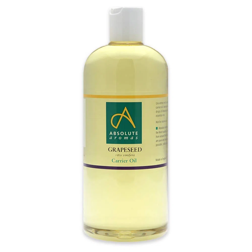Absolute Aromas Olio di Semi d'Uva 500ml - Puro, Naturale, Spremuto a freddo, Cruelty Free, Vegano, Senza OGM - Olio base per Massaggi e Idratante Naturale per Pelle, Capelli e Unghie
