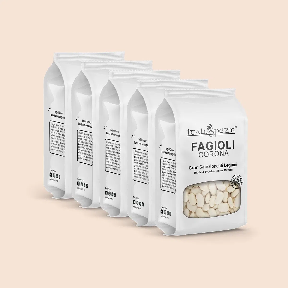 ITALIA SPEZIE - Fagioli Corona - Pacco da 5 x 500 g - Fagioli Bianchi di Spagna