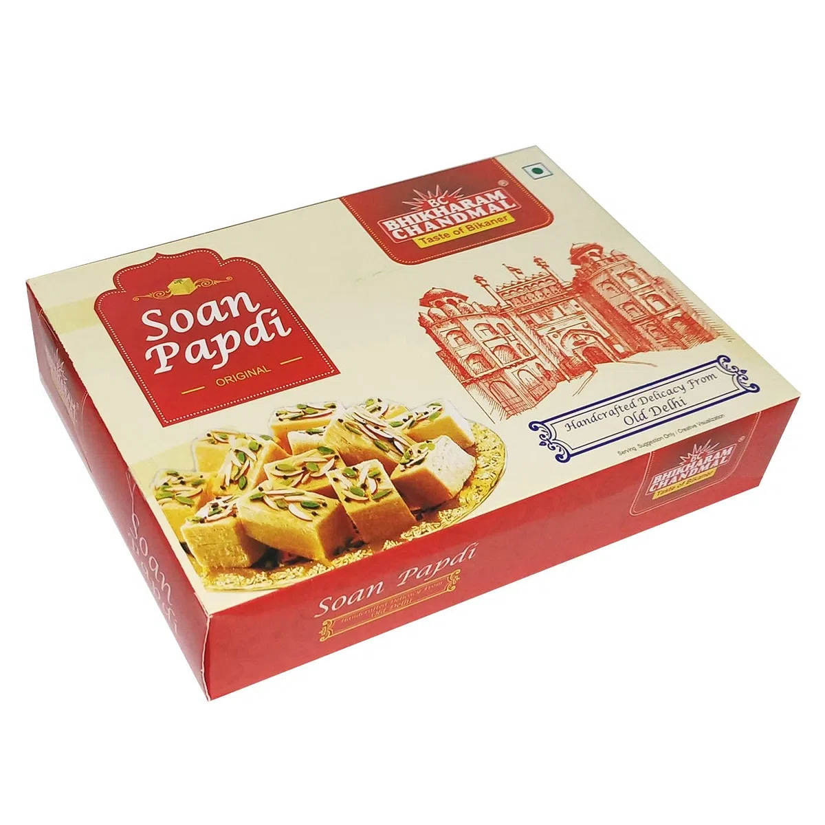 Delight Foods Bhikaram Chandmal Authentic Soan Papdi 400g | Indian Sweets | Festival Spl. | Gift Pack | (Regular)