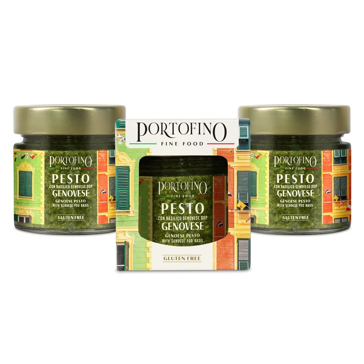Portofino Fine Food - Pesto Genovese con Basilico Genovese DOP - 3 x 100 g