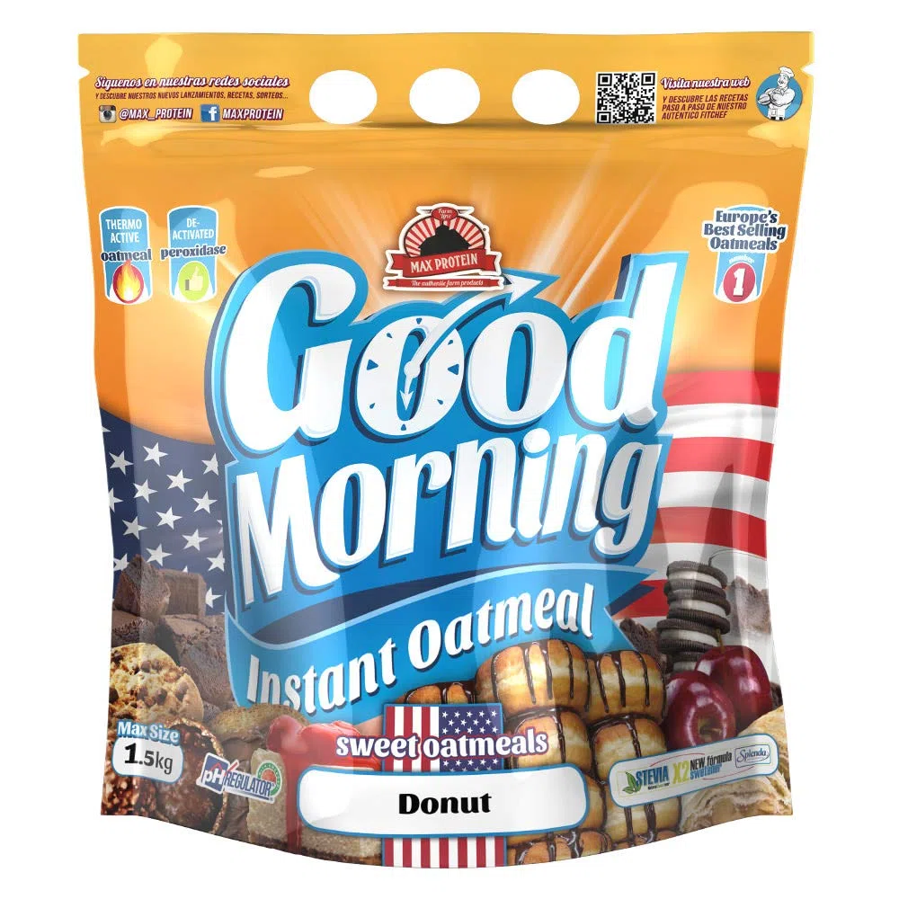 Max Protein – Good Morning Instant Oatmeal, farina d'avena, 1,5 kg ciambella (confezione da 2 unità)