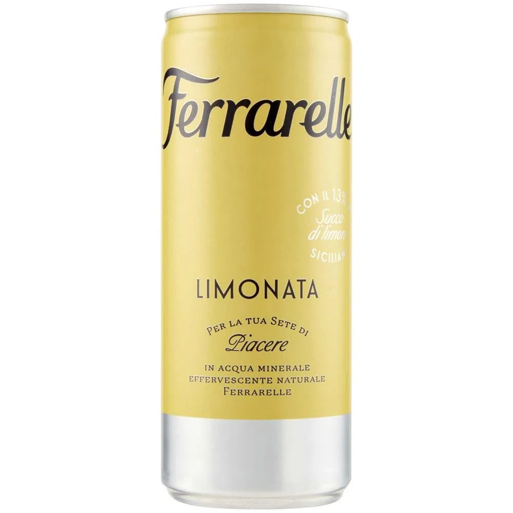 Ferrarelle Limonata Bibita Analcolica Gassata Lattina 250ml (2024) [CAIYA® BOX da 12 Lattine]