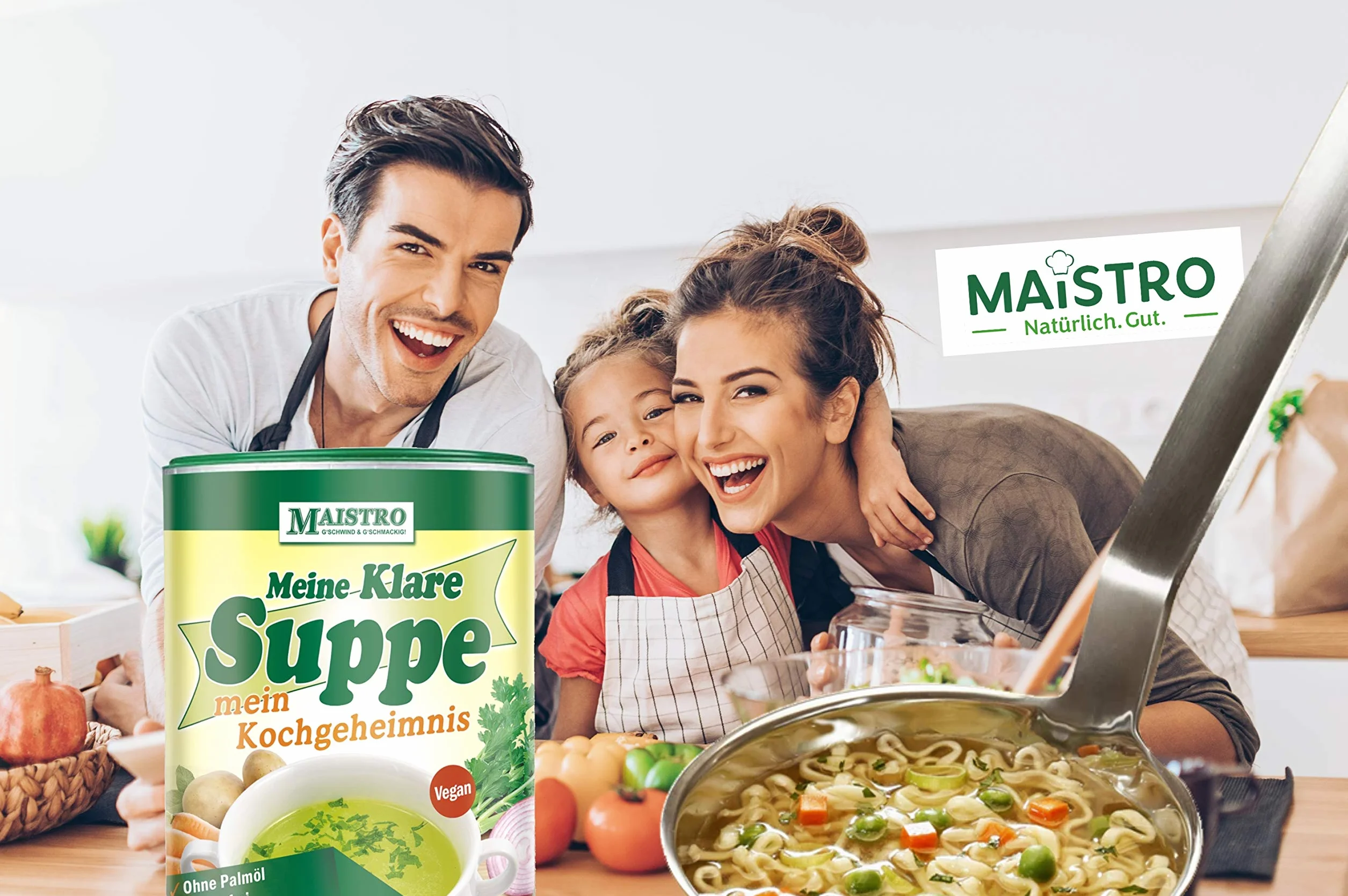 Brodo vegetale vegano e condimento, senza grilletto allergenico, senza grasso di palma, semplice, veloce e preparato deliziosamente. Zuppa di verdure 900 g / 45 litri con salgemma naturale