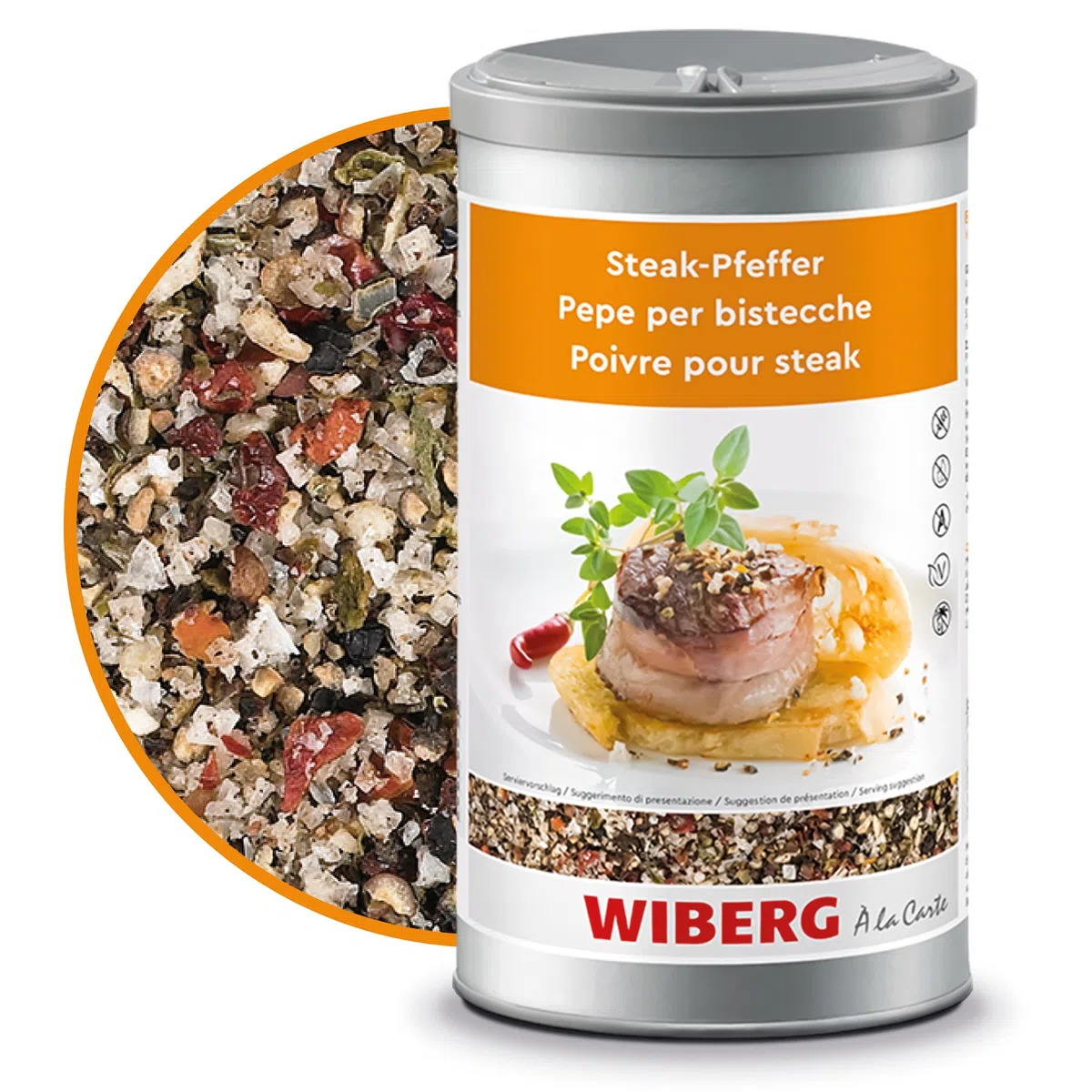 1 pezzo di WIBERG Pepe per bistecche miscela di spezie grossa 650gr