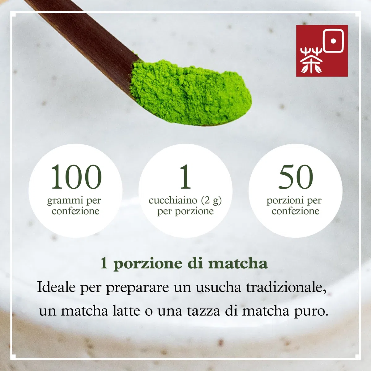 Ocha & Co. Itsumo Matcha - Grado Classico - Matcha Giapponese di Prima Raccolta in Polvere - Macinato Tradizionalmente a Pietra, 100g