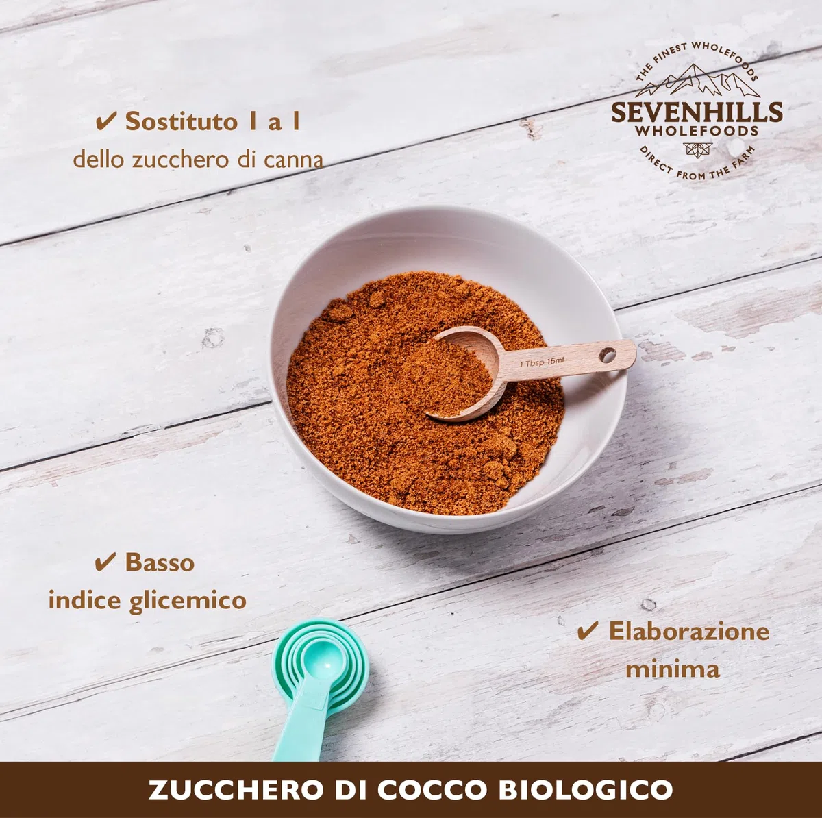 Sevenhills Wholefoods Zucchero Di Cocco Bio 1.8 kg, dal fiore di nettare di cocco, per bevande, dessert e prodotti da forno