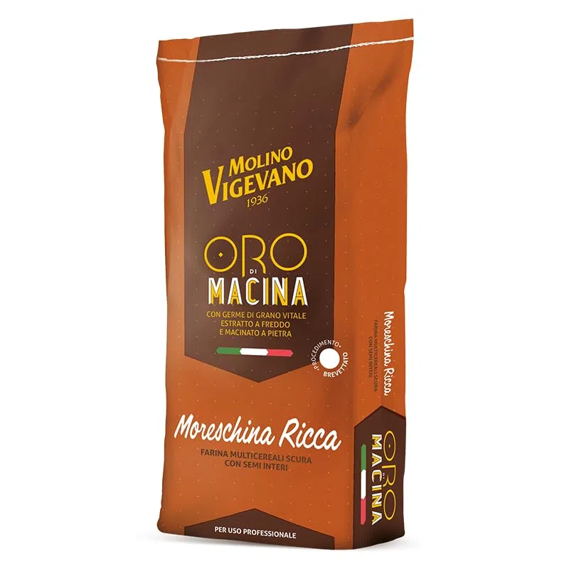 Molino Vigevano Moreschina Ricca Farina Multicereali Tipo 1 con Germe di Grano Vitale e Semi Naturali - Farina Scura ai Cereali Integrali per Pane, Pizza e Focaccia Artigianale | Confezione 10 kg