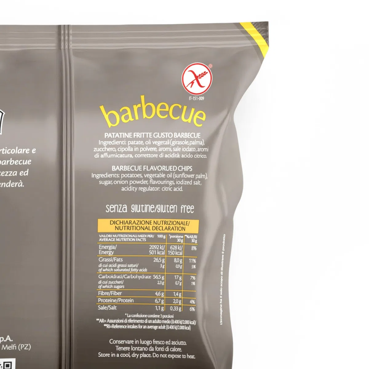Salati Preziosi | Patatine Barbecue, con sale iodato, snack senza glutine, preparate con olio di semi di girasole, 20 pezzi x 110g