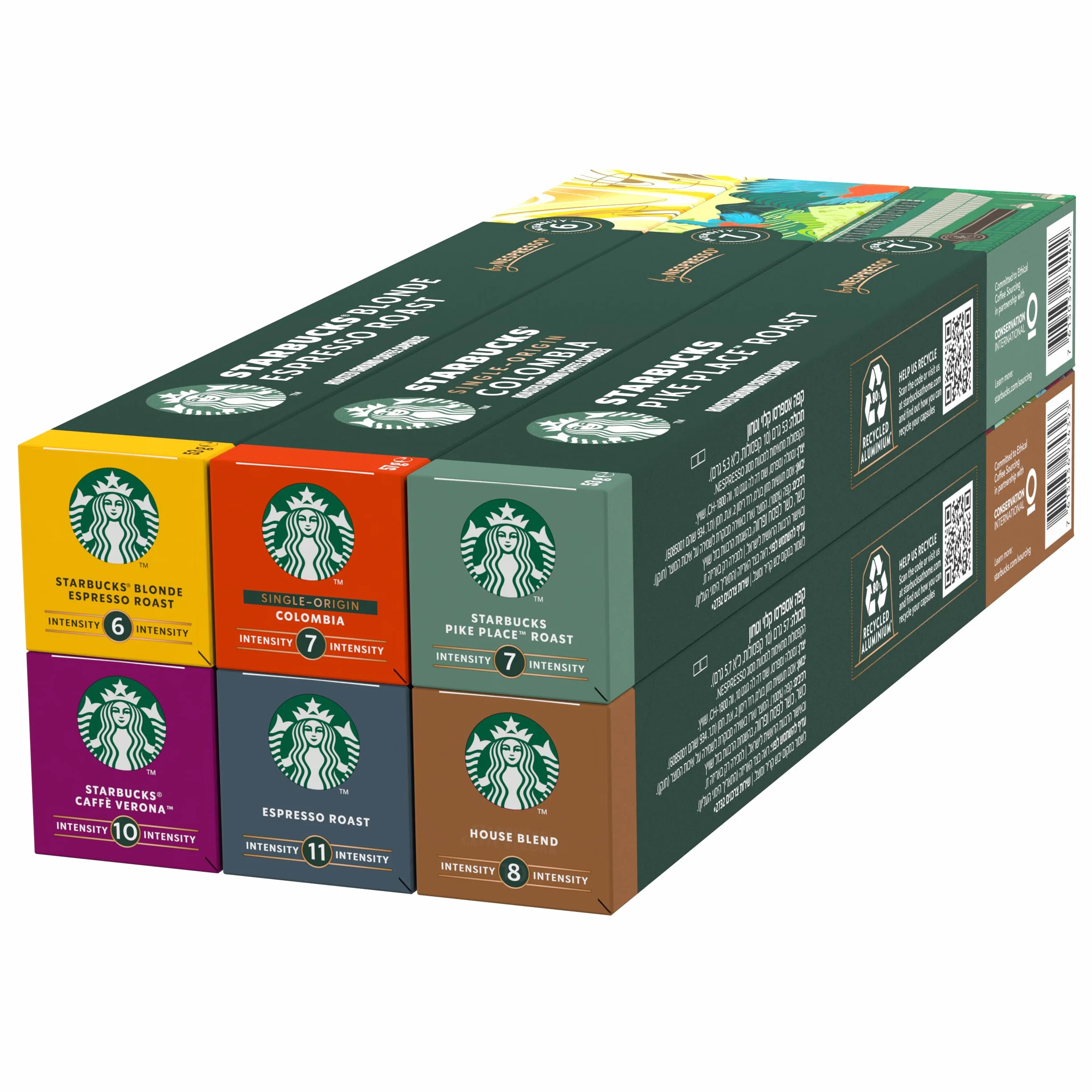 STARBUCKS Kit Degustazione Caffè by Nespresso, 6 confezioni da 10 capsule (60 capsule compatibili Nespresso) - Esclusiva Amazon