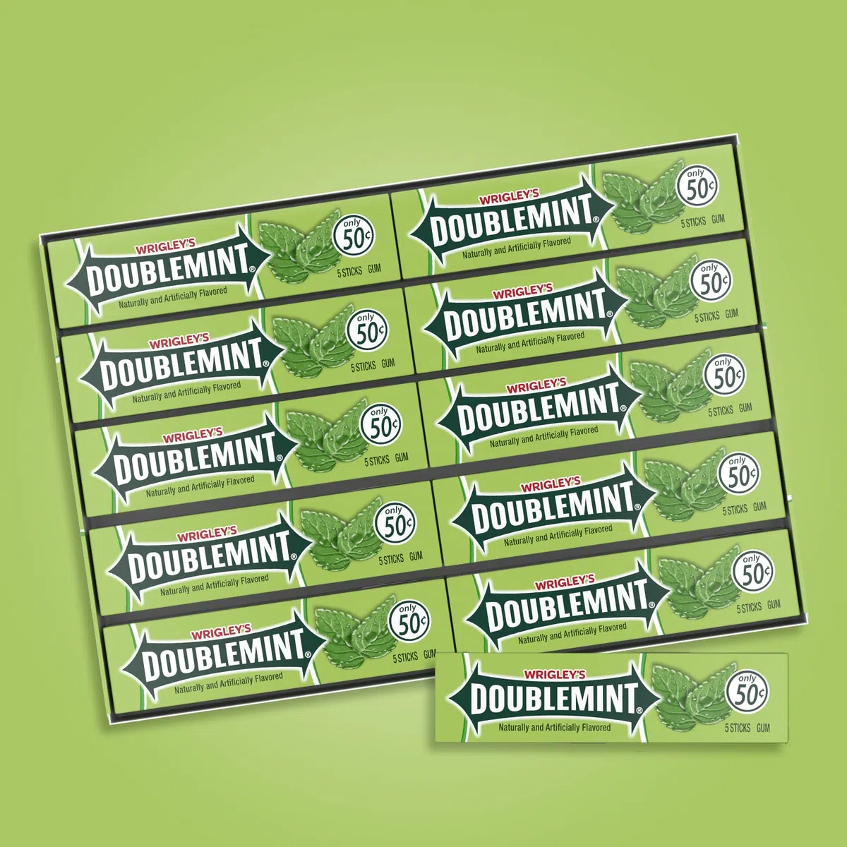 Wrigley's Doublemint Bubblegum - Confezione da 5 bastoncini (confezione da 40)