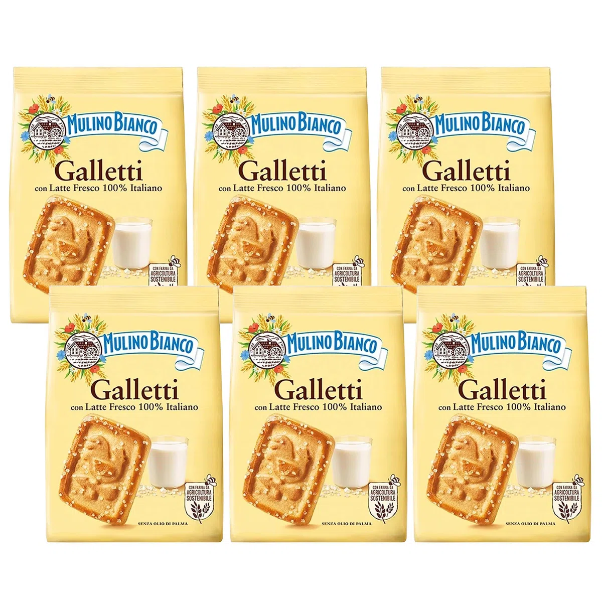 MULINO BIANCO Galletti - Biscotti di pasta frolla con zucchero 350g (Galletti, x6)