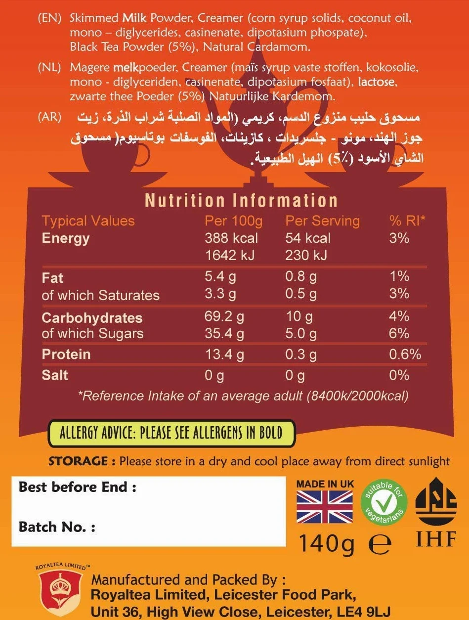 Royal Chai Premium Instant Karak Indian Tea 200g (confezione da 2) - Naturale zuccherato