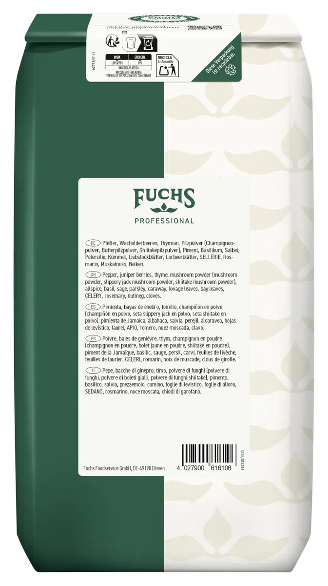 Fuchs Professional - Mix di spezie per selvaggina | 1000 g | Per condire tutti i tipi di piatti a base di selvaggina e salse scure | Qualità professionale per professionisti