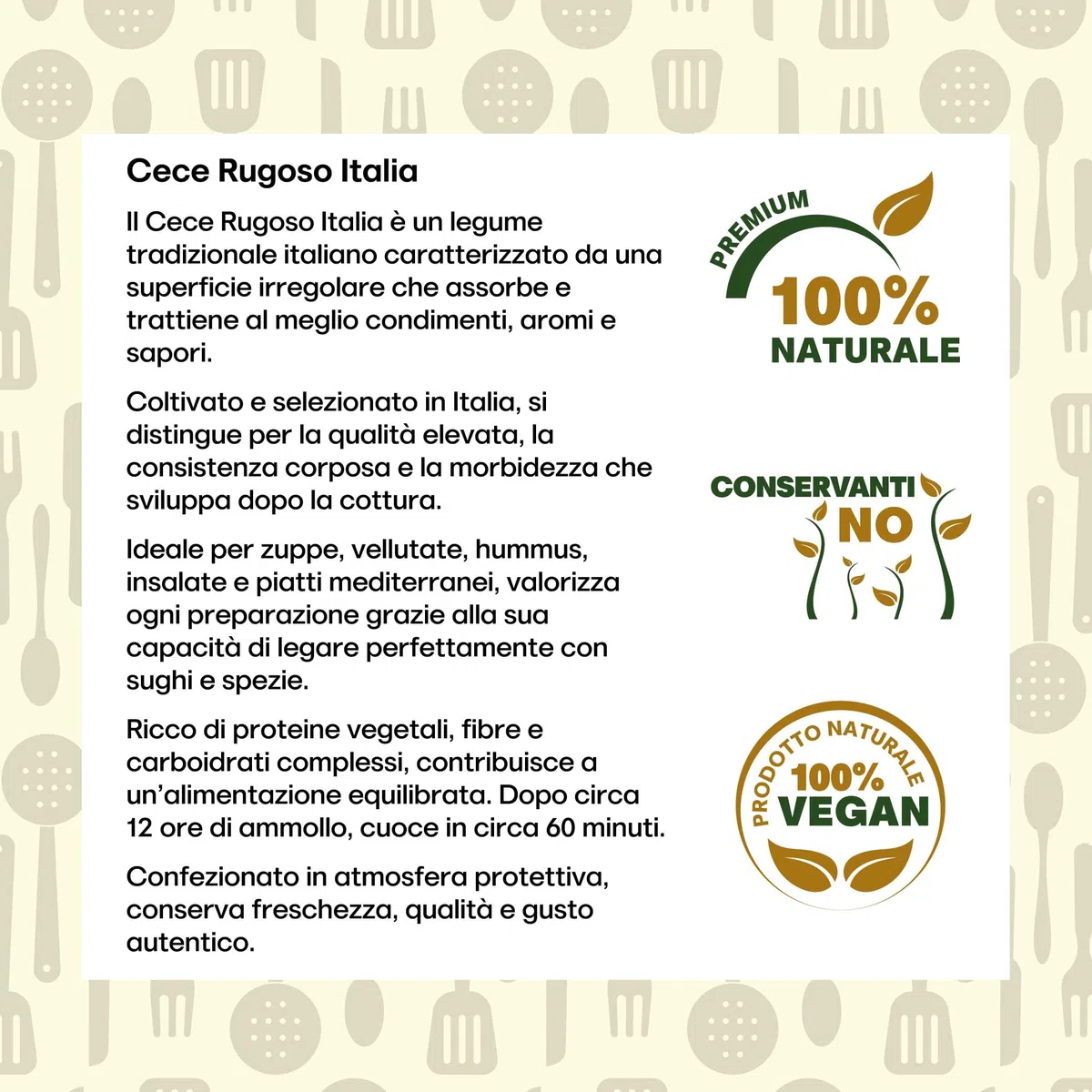 Il Contadino - Antichi Sapori | CECE RUGOSO ITALIA | Legumi Secchi Italiani, Ricchi di Proteine e Fibre, Legumi Naturali di Qualità Premium, Senza Conservanti, Confezione Salva Freschezza (5 Kg)