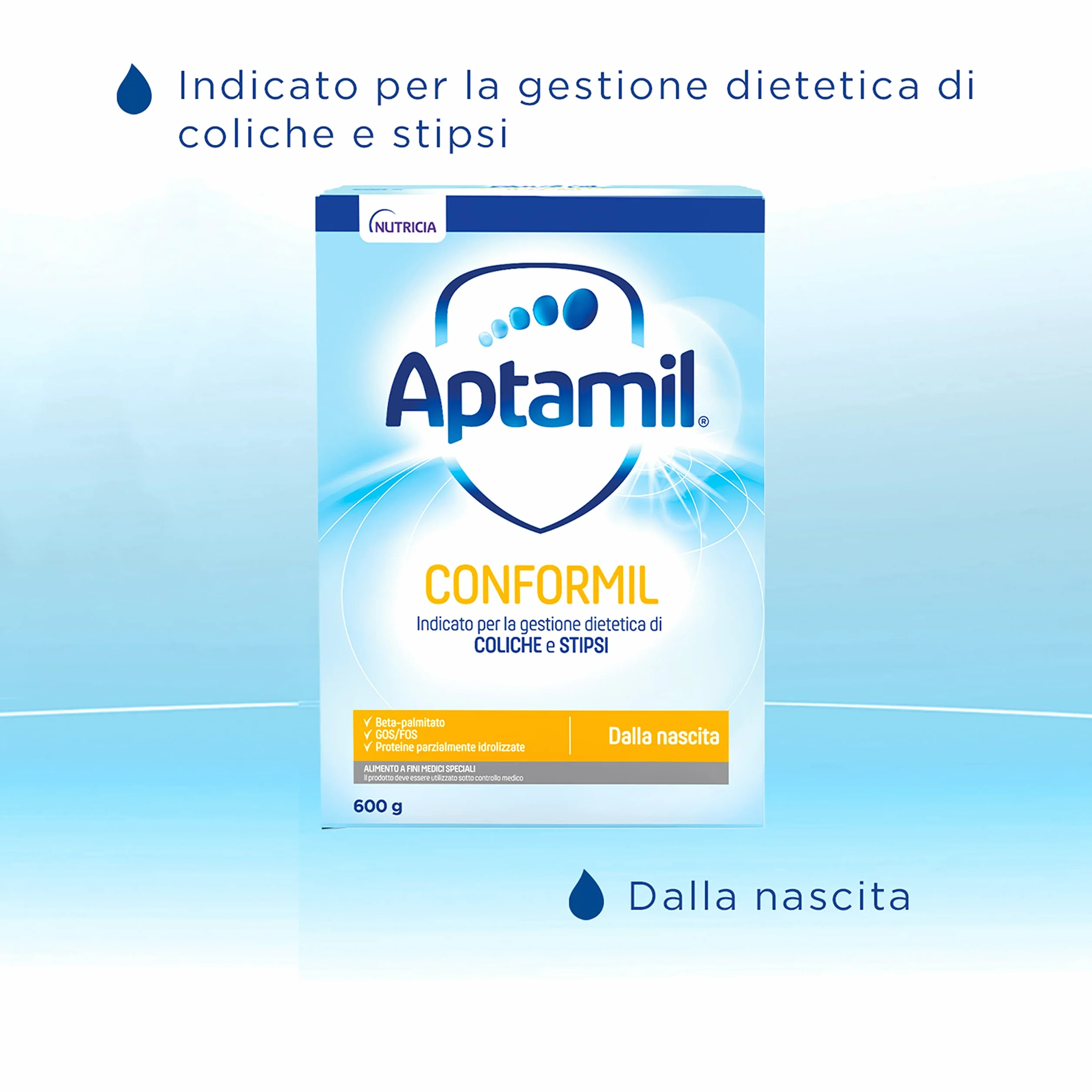 APTAMIL CONFORMIL - Latte indicato per Coliche e Stipsi dei Neonati, In Polvere, Latte a Fini Medici Speciali - Confezione Da 600 Grammi (2 Buste Da 300g)