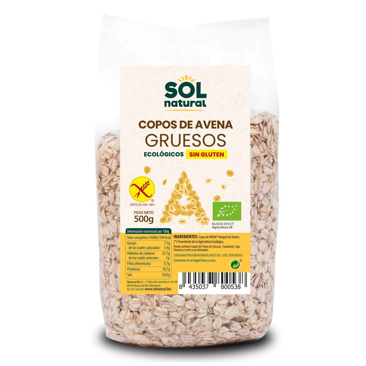 COPOS DE AVENA integral gruesos – trattamento pensato per un impiego regolare, ideale per chi cerca un prodotto affidabile ogni giorno, peso 500 g ed è studiato per offrire un elevato comfort d’uso ne