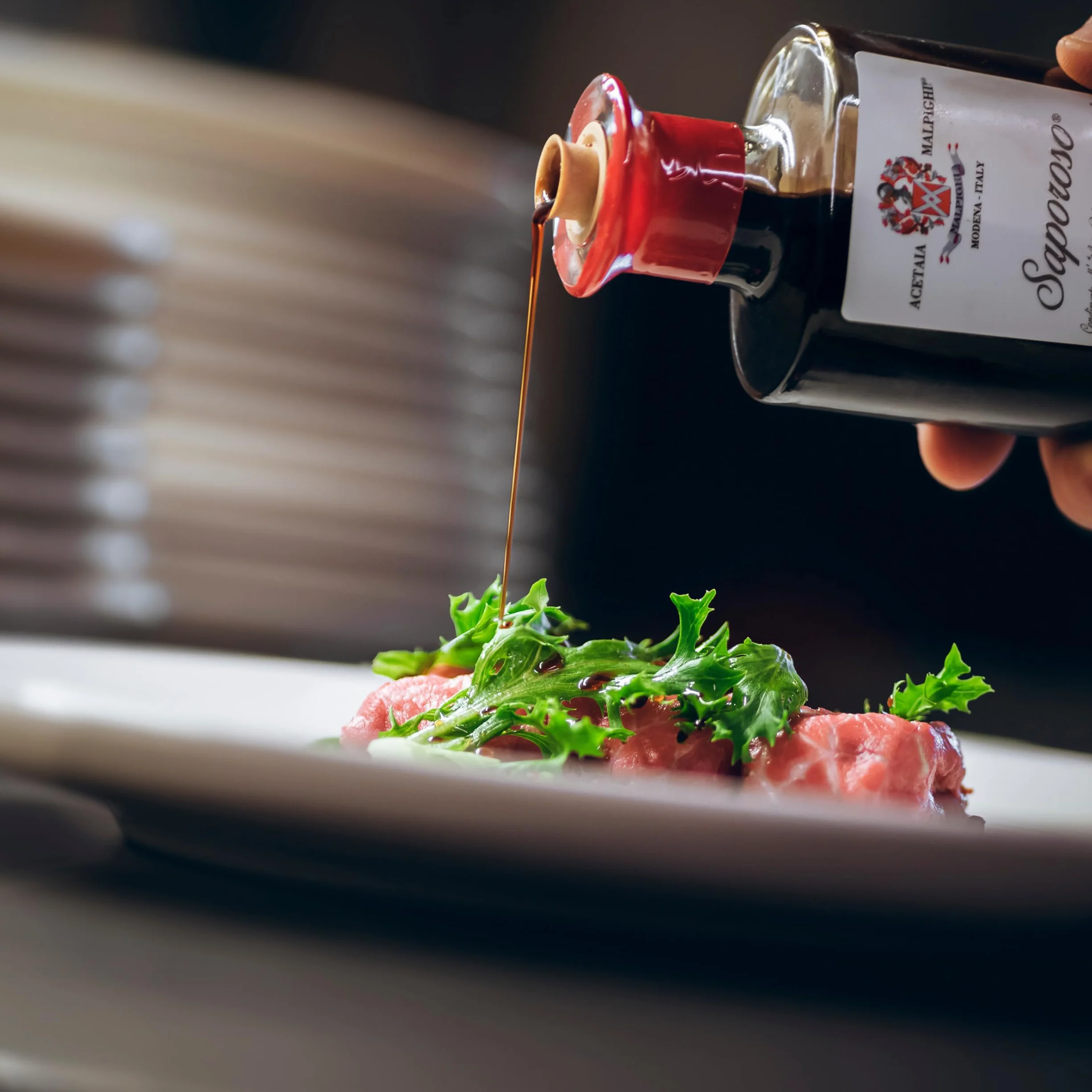 Acetaia Malpighi – Condimento all’Aceto Balsamico di Modena IGP Saporoso – 200 ml – Affinato 6 Anni in Botti di Rovere – Senza Caramello