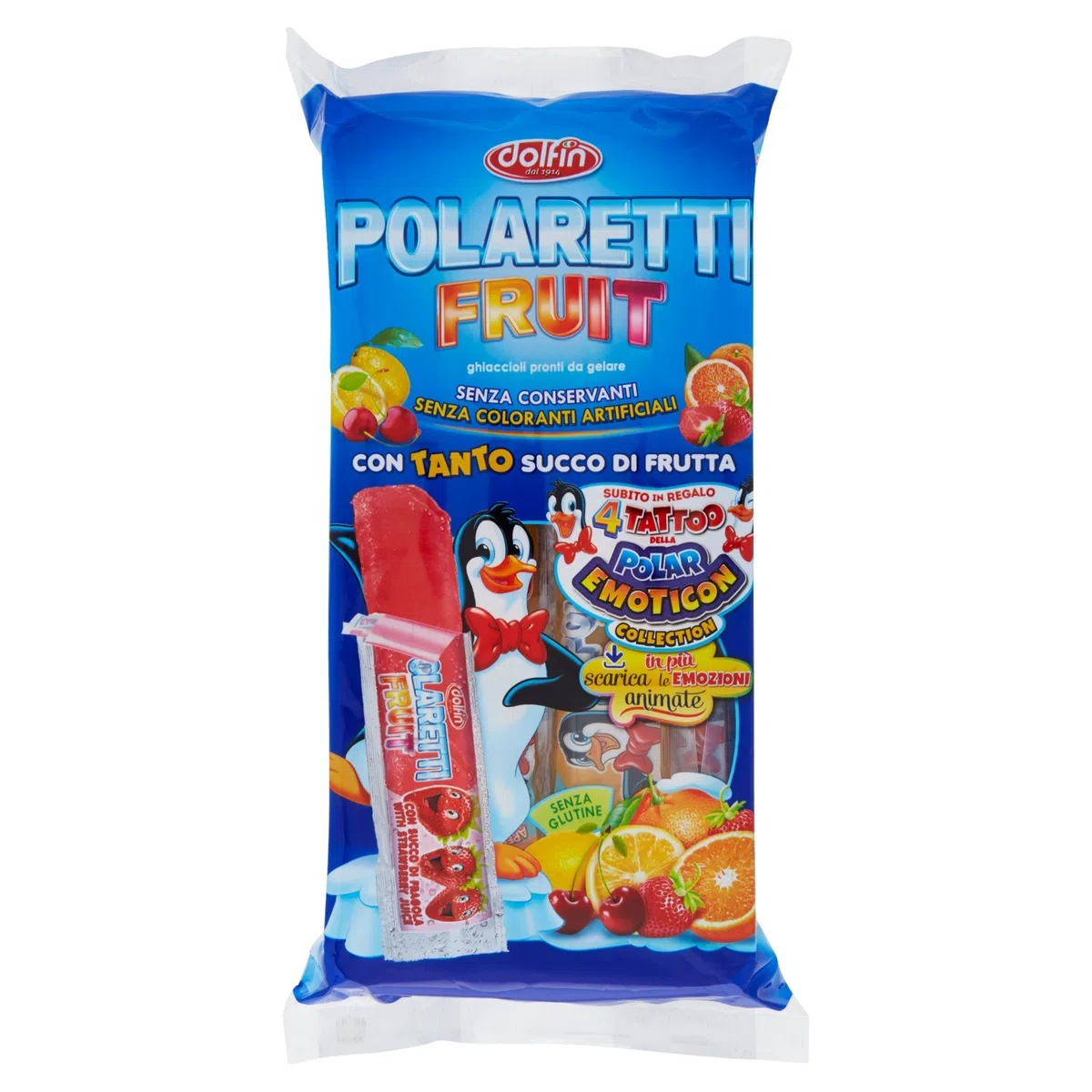 Dolfin - Polaretti Fruit, Ghiaccioli Pronti da Congelare, Senza Glutine e Conservanti, ai Gusti di Frutta - 8 confezioni da 400 ml [3200 ml]