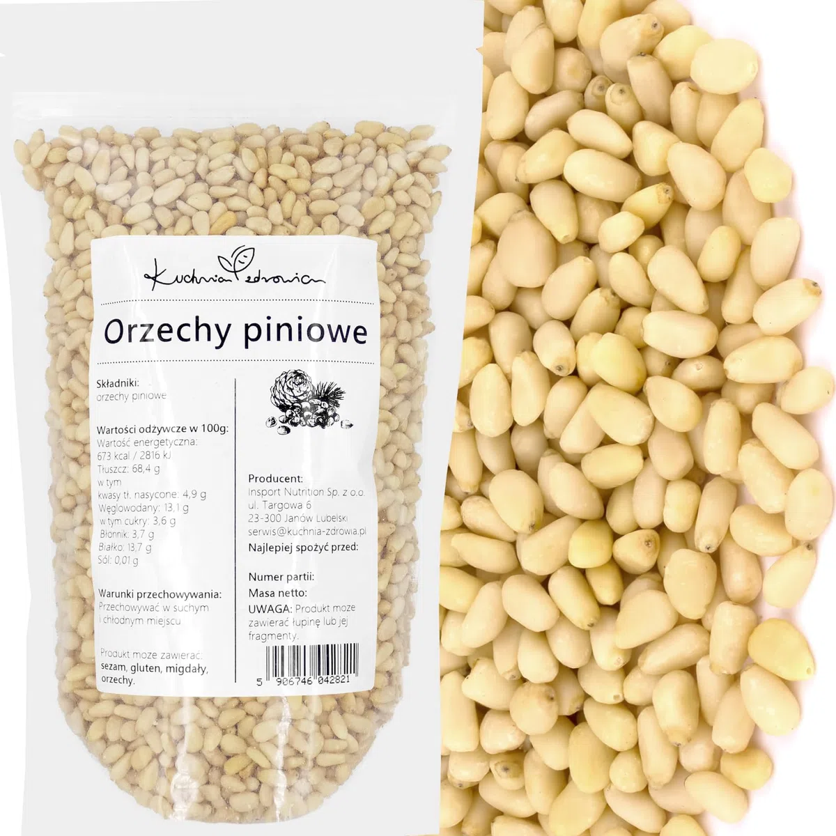 Pinoli Naturali Chiari 500g | Noci Pine Nut Ricchi di Proteine e Grassi Sani, Snack Nutriente e Versatile – KUCHNIA ZDROWIA