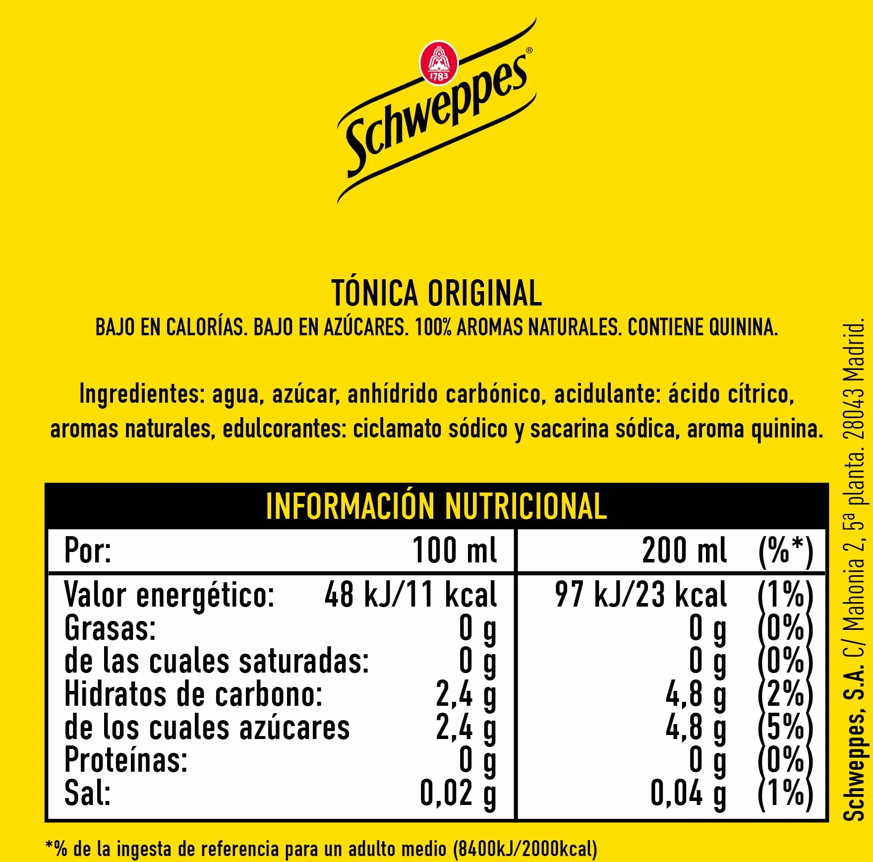 Schweppes – Acqua Tnica, bottiglia da 1 l, confezione da 6
