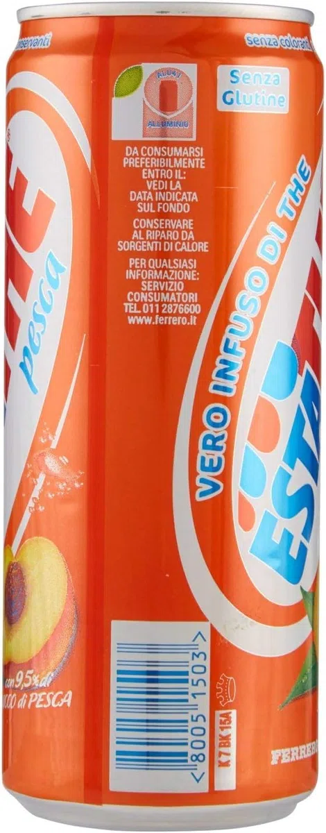12X Estathe al Gusto di Pesca con Vero Infuso di Foglie di Thè Lattina 330ml [12 Lattine]