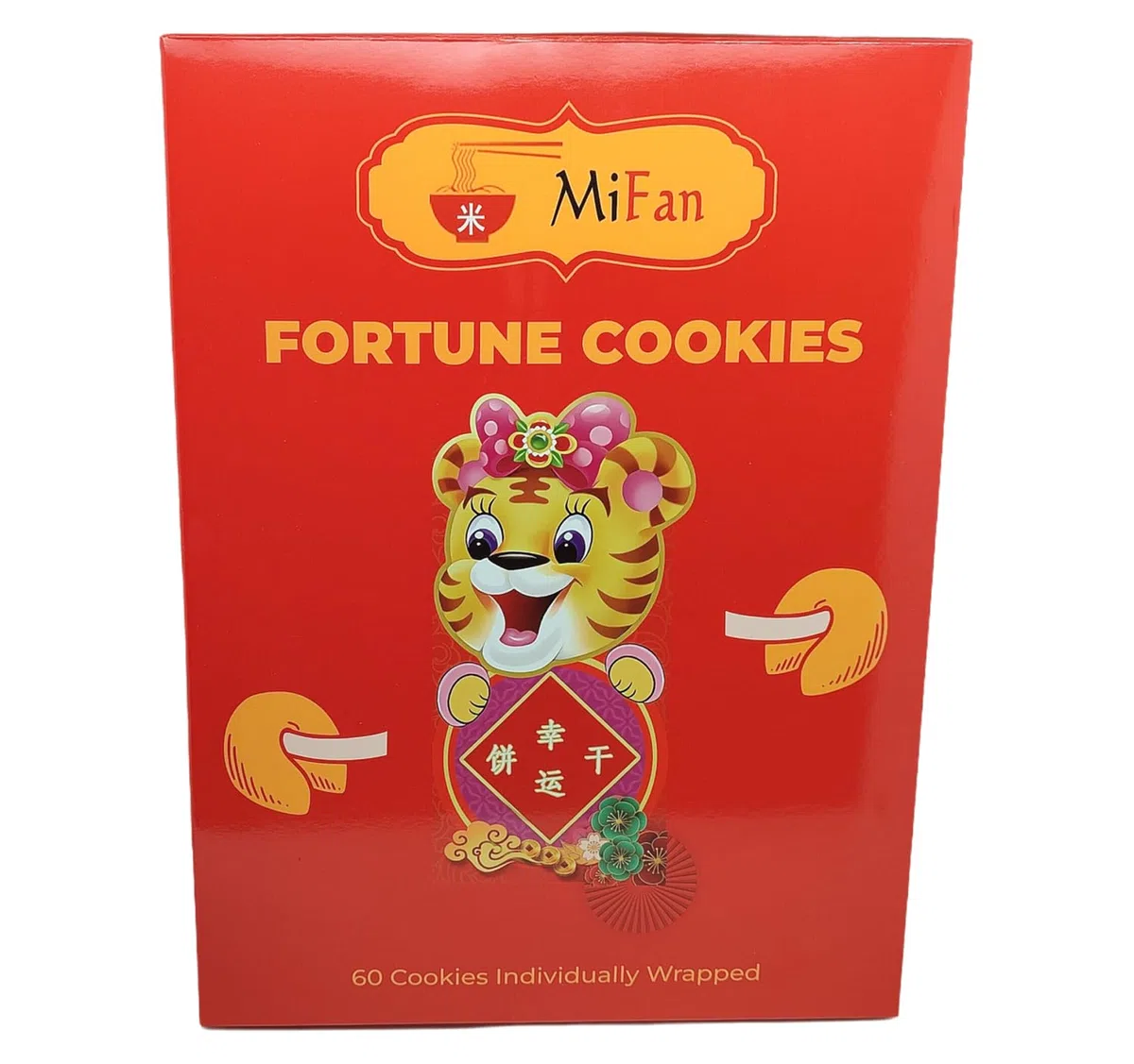 MiFan Fortuna Box - Biscotti della Fortuna Cinesi, Biglietti Profetici, Auguri in Italiano, Confezioni Varie, Sapore Vaniglia (60 Pezzi)