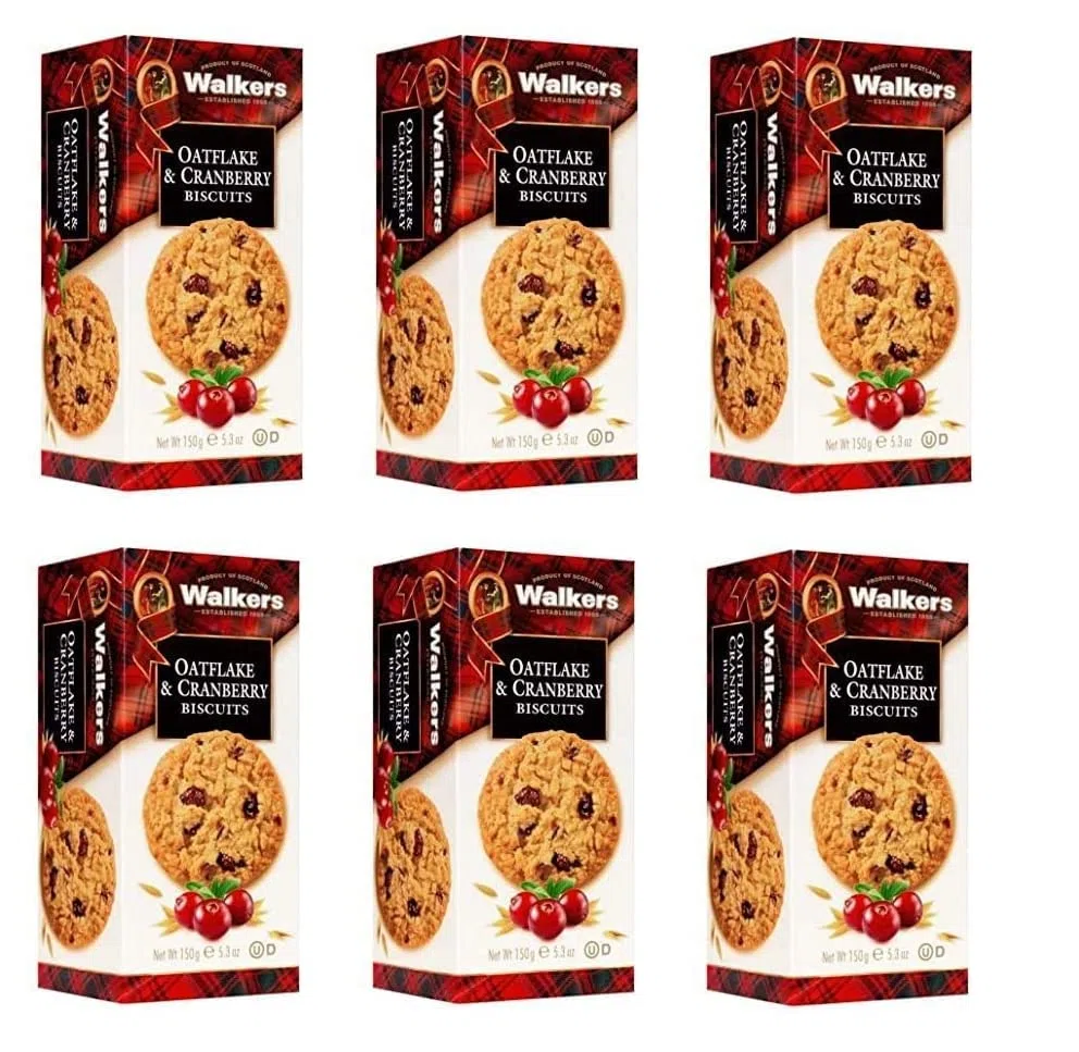 Zeus Party Biscotti Walkers Shortbread Tipici Cookies Scozzesi ai Fiocchi d'Avena e Mirtilli Rossi 6 Confezioni