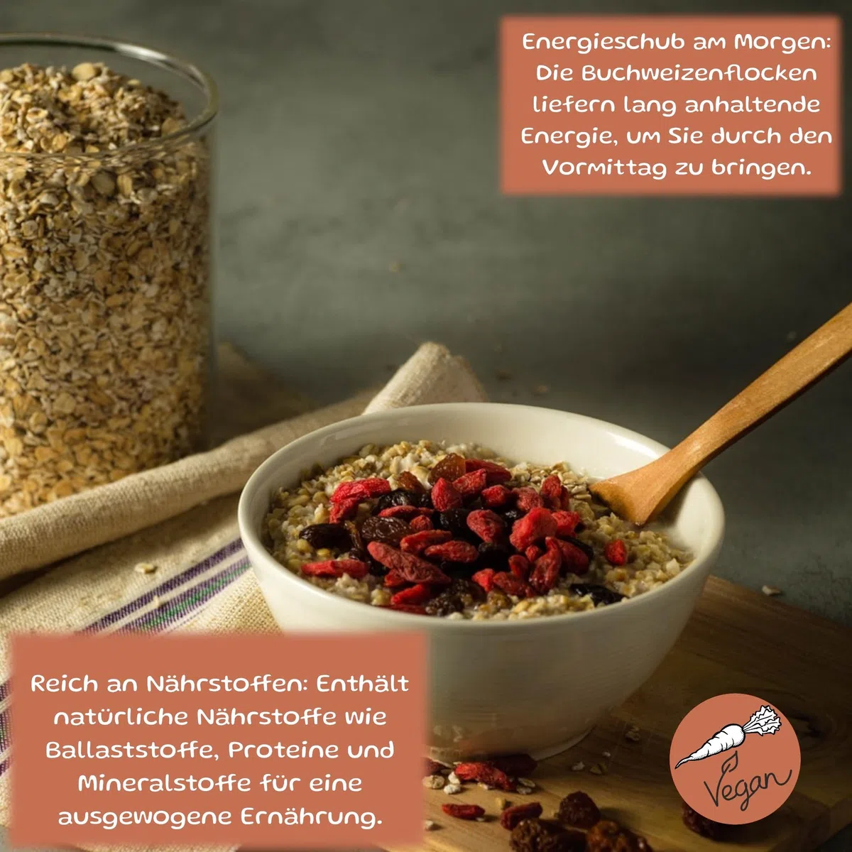 Naturalmente buono: fiocchi di grano saraceno biologico per una ricca esperienza di colazione. (3000g)