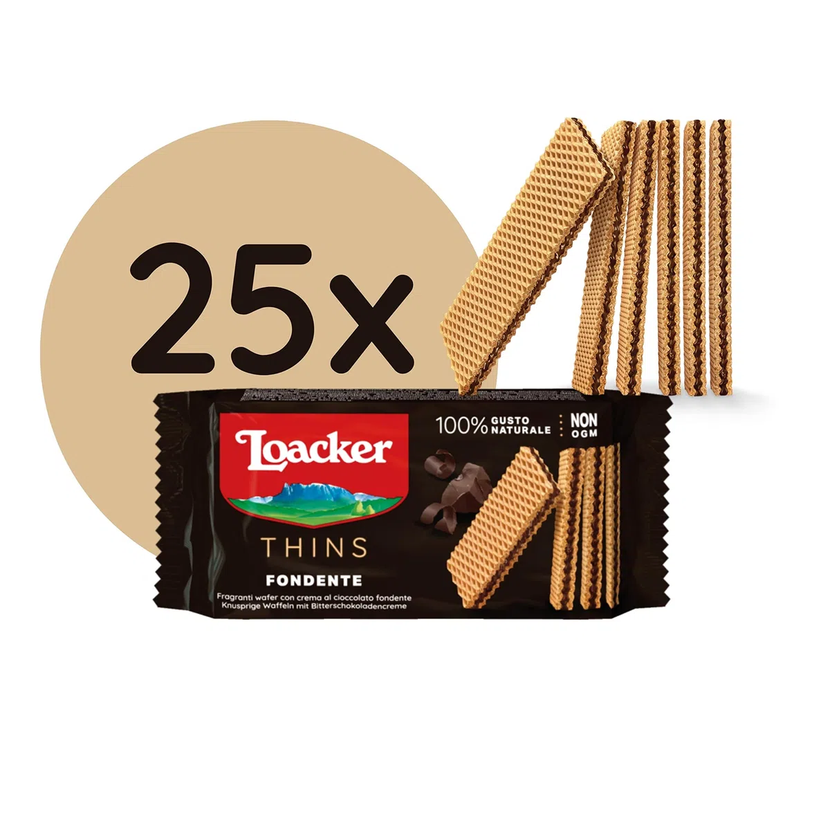Loacker - Fondente, Fragranti Wafers con Crema al Cioccolato Fondente Extra - 150 g