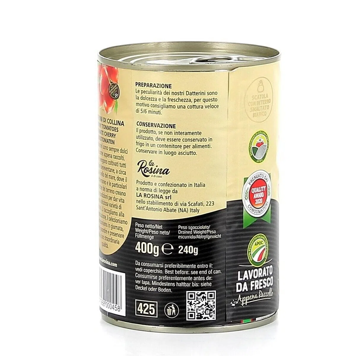 24x La Rosina Pomodorino Datterino di Collina, Pomodorini Italiani, lattina da 400g