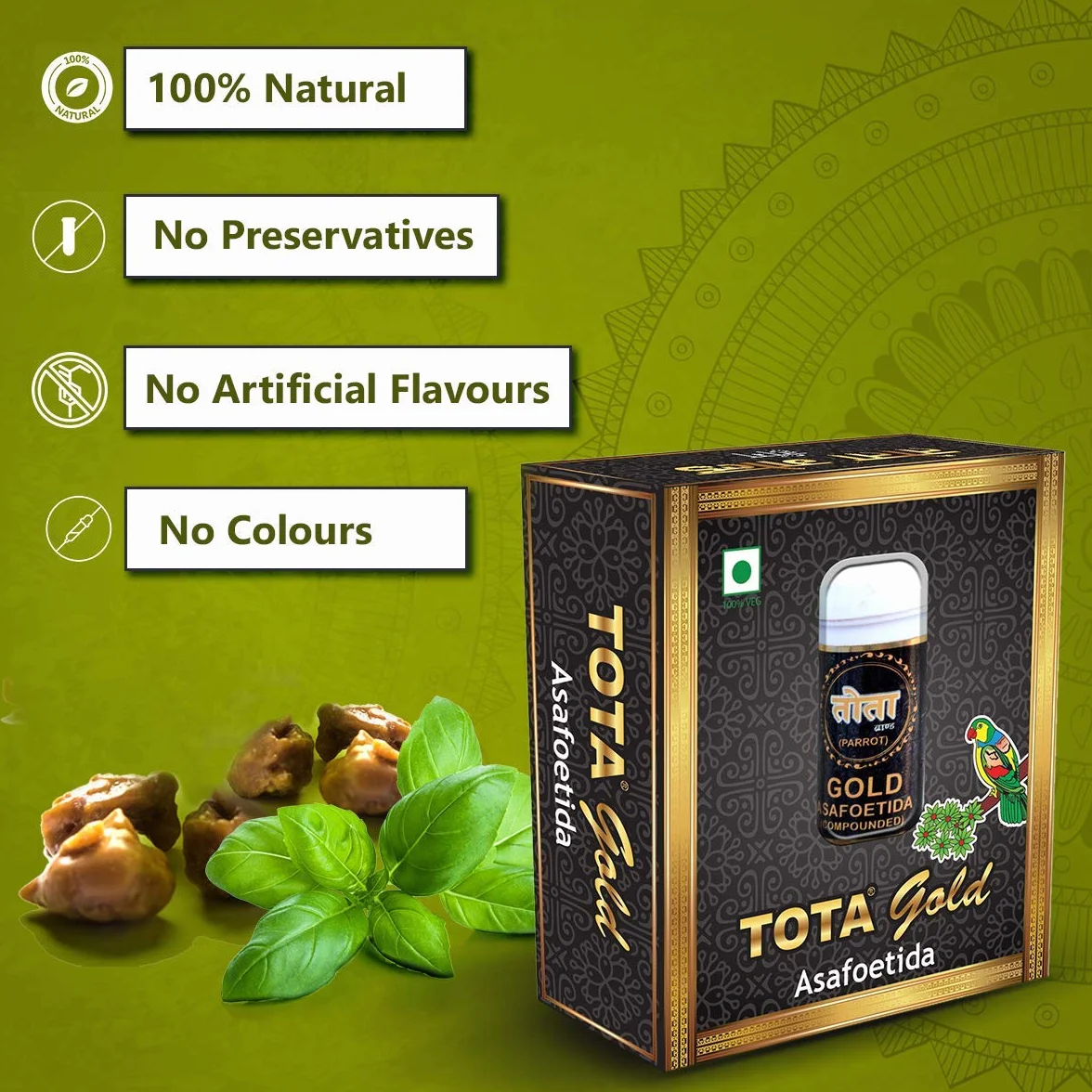 Tota Heeng Pure Hing, cristalli dorati 100% puri, 14 g, confezione da 2