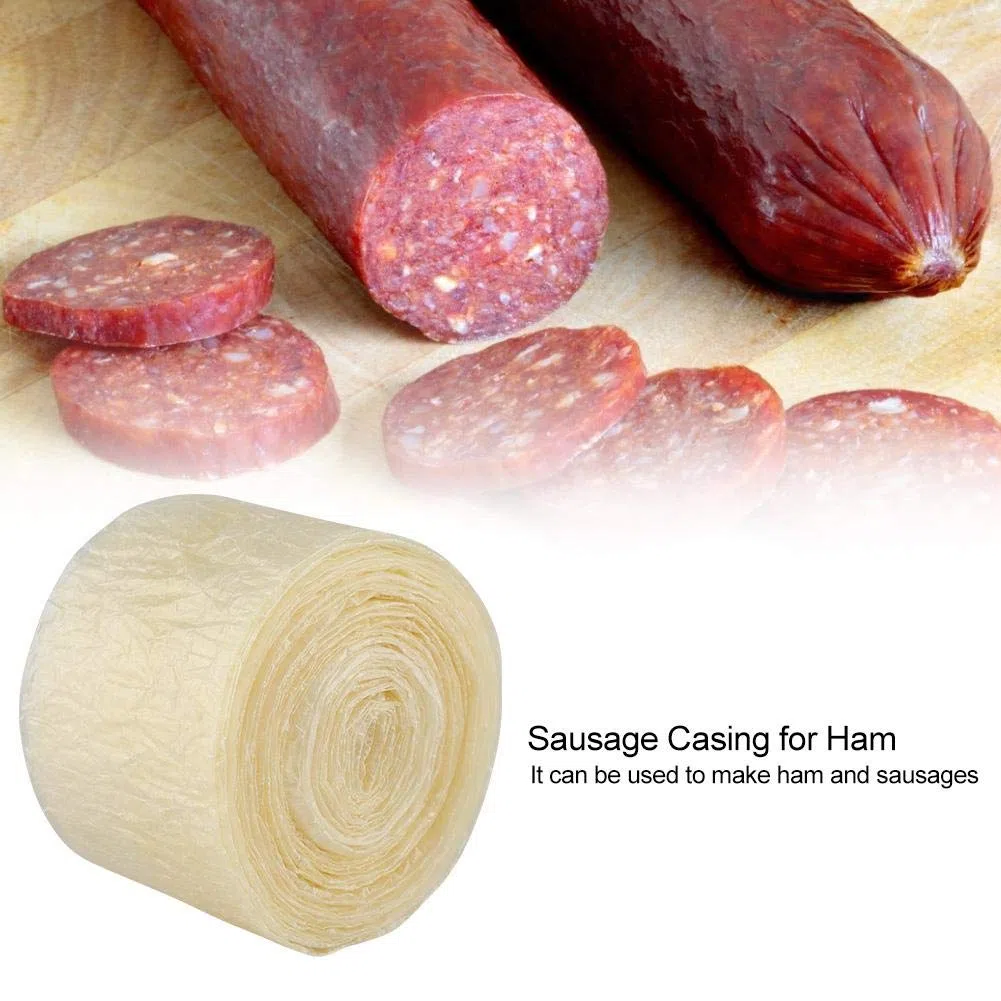 Nikou Involucro per salsicce - Involucro per salsicce essiccato commestibile a 2 strati da 8 m Commestibile non tossico per prosciutto e salsicce fatte in casa saporite