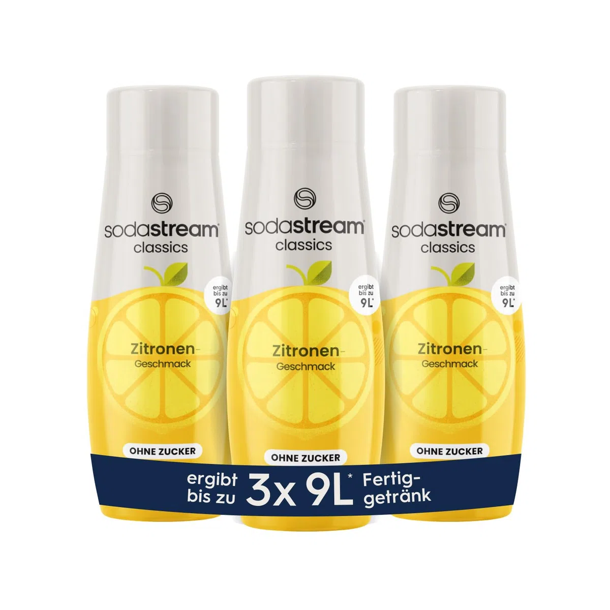 SodaStream Sciroppo 3 x limone senza zucchero, 1 x bottiglia produce 9 litri di bevanda pronta, preparato in pochi secondi e sempre fresco, 3 x 440 ml