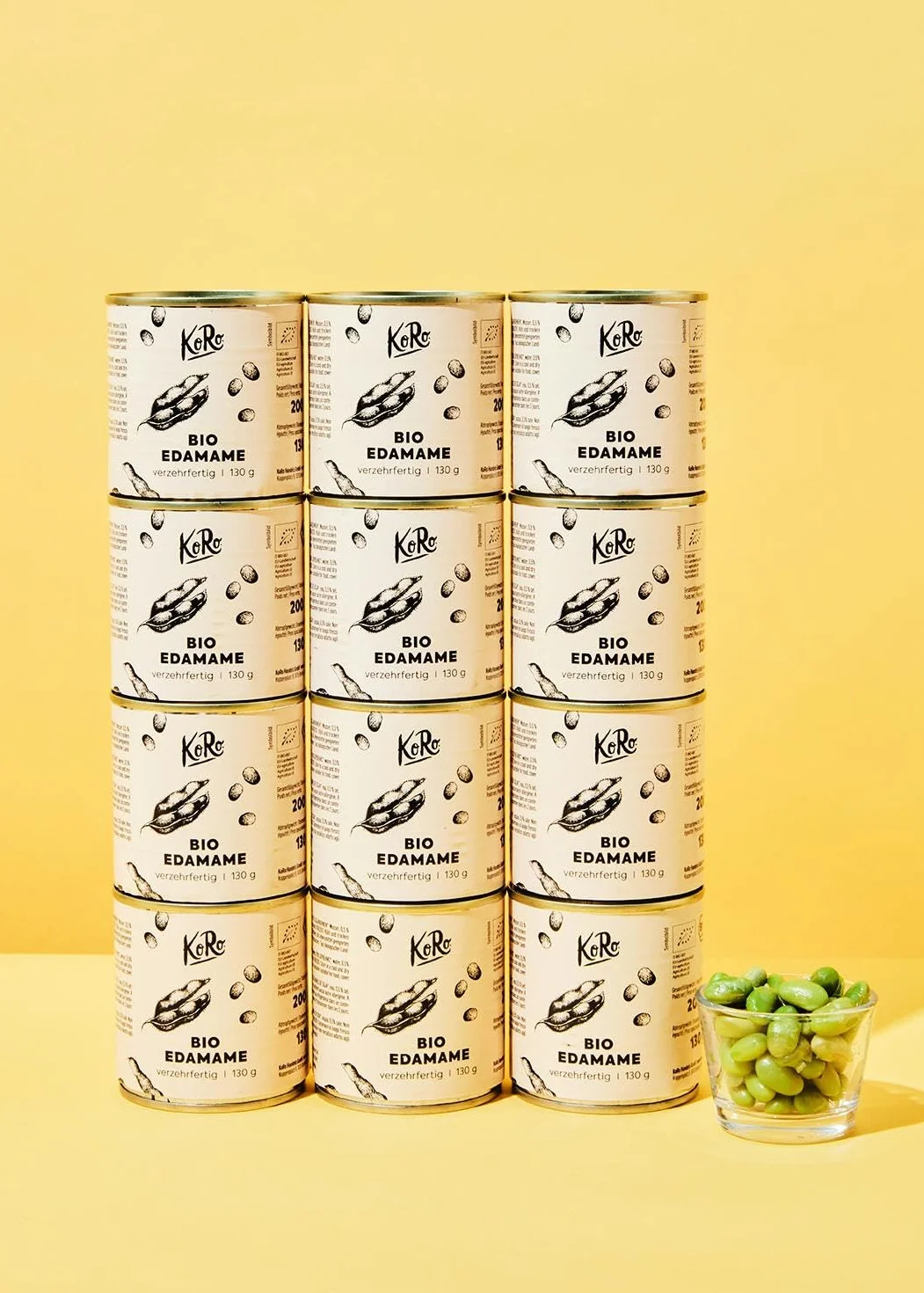 KoRo - Fagioli di soia edamame bio in lattina 12 x 130 g - precotti - lavorati appena raccolti - Snack intelligente