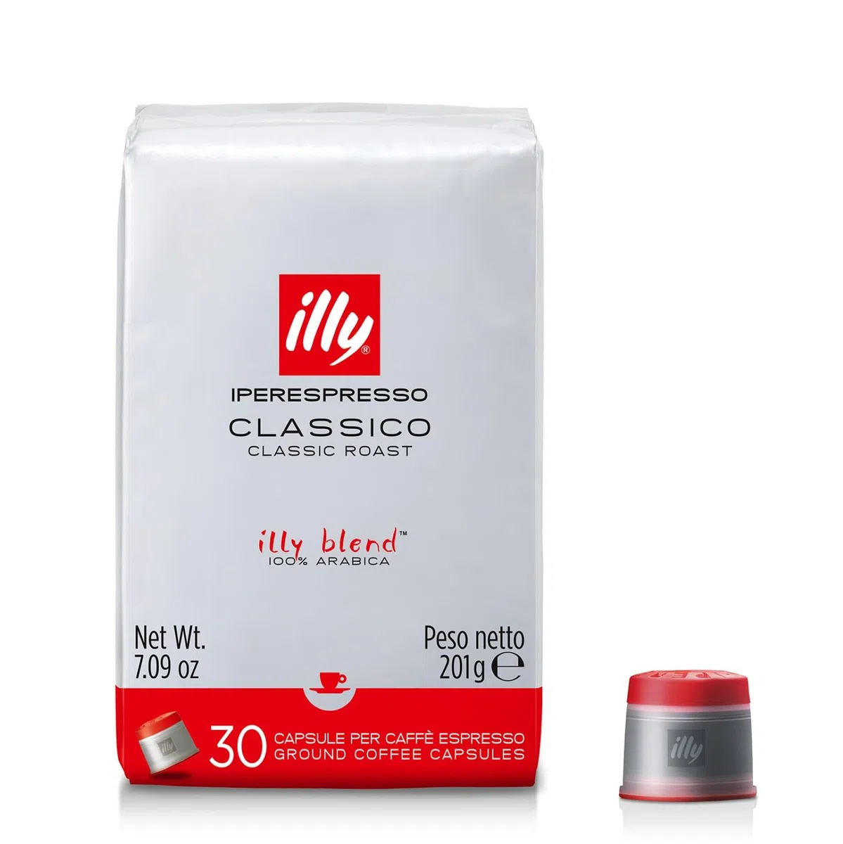 illy, Caffè in Capsule Iperespresso CLASSICO, 100% Arabica con Note di Fiori d'Arancio e Gelsomino, Gusto Morbido e Retrogusto Dolce, 1 Confezione da 30 Capsule