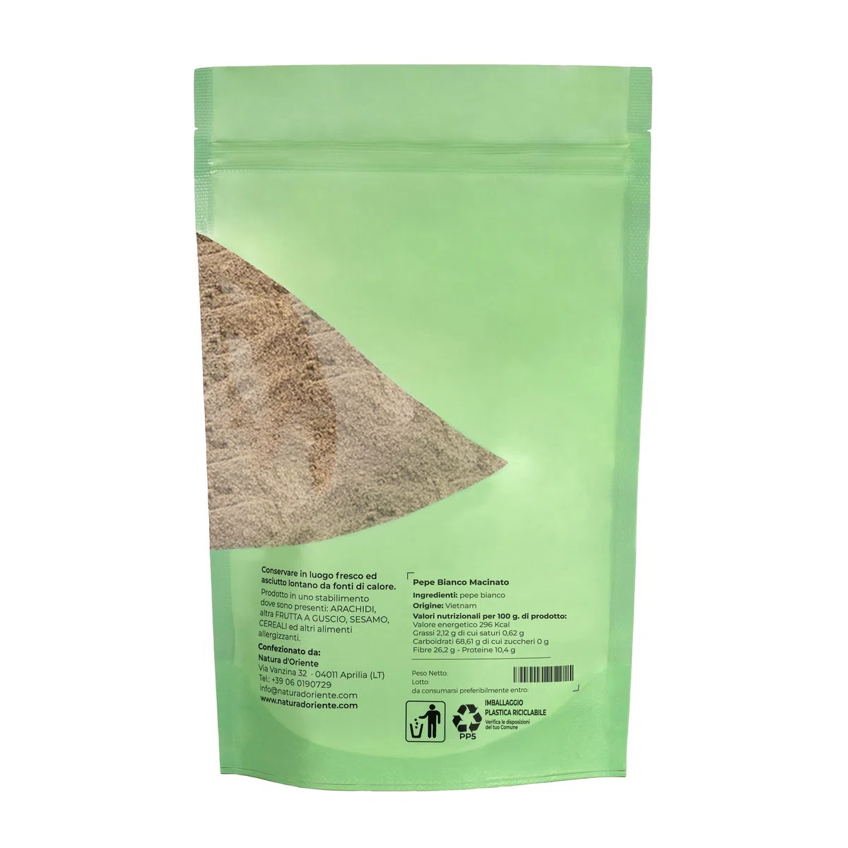 NATURA D'ORIENTE - Pepe bianco macinato 1000g | Alta qualità | Pepe d'eccellenza