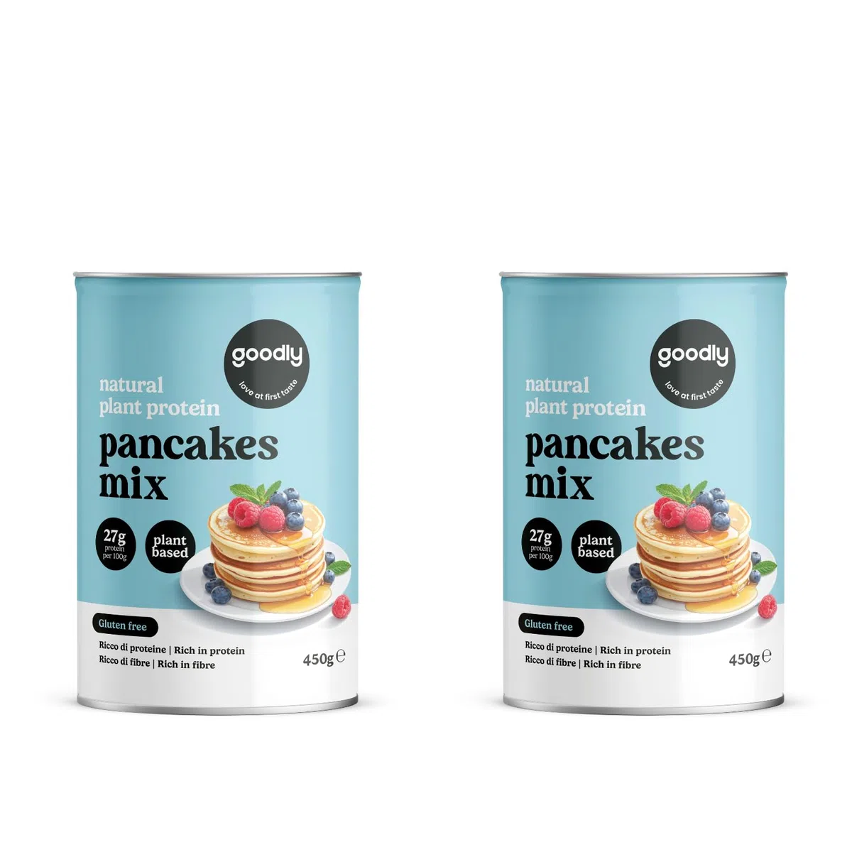 Goodly, Pancakes Mix, Preparato per Pancakes, Senza Glutine e Lattosio, Ricco di Fibre e Proteine, 2x450 g