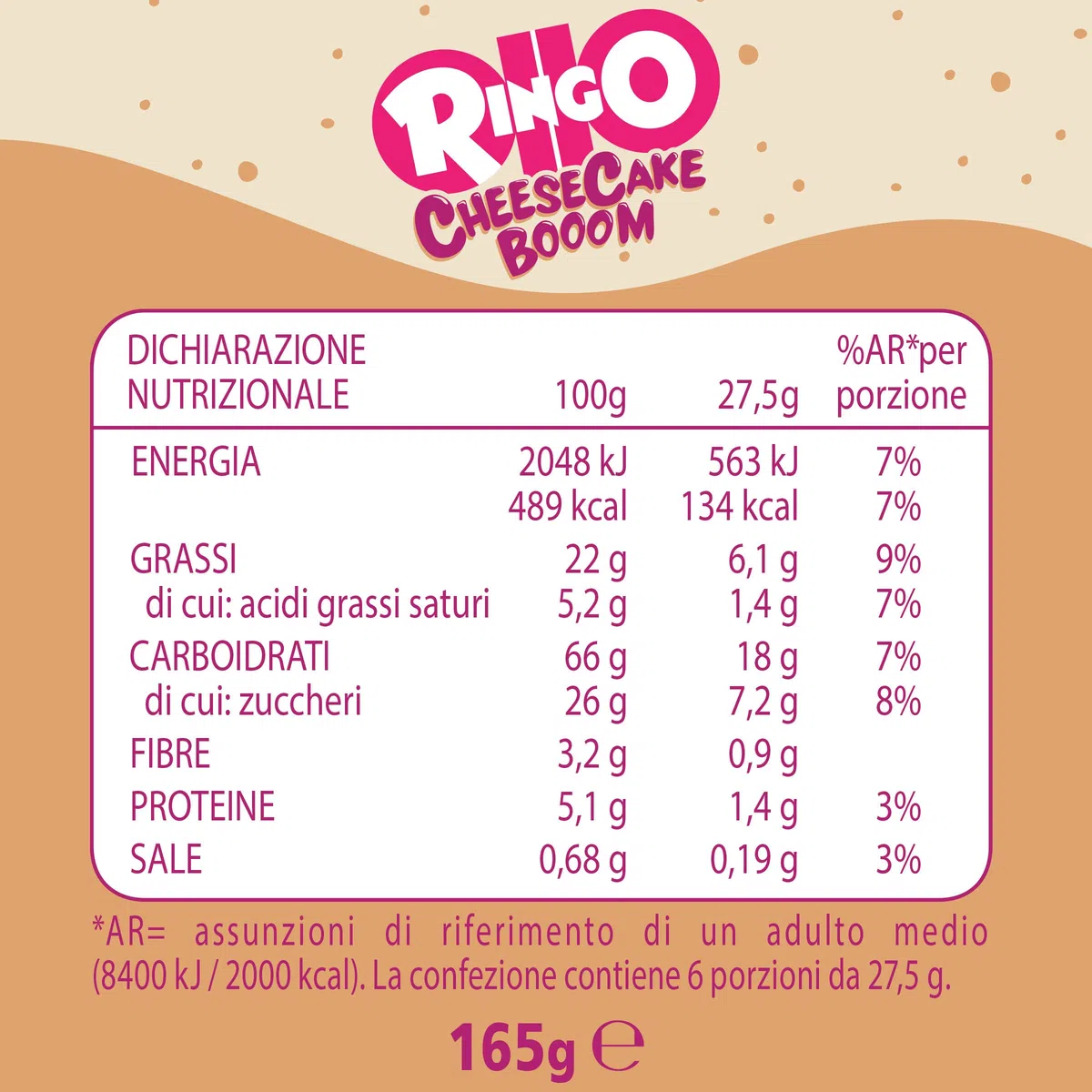 Pavesi Snack Ringo Cheesecake Booom, Biscotti Farciti con Crema Dolce al Formaggio e Biscotti ai Frutti di Bosco e Malto d'Orzo, Snack per Merenda o Pausa Studio, 165g