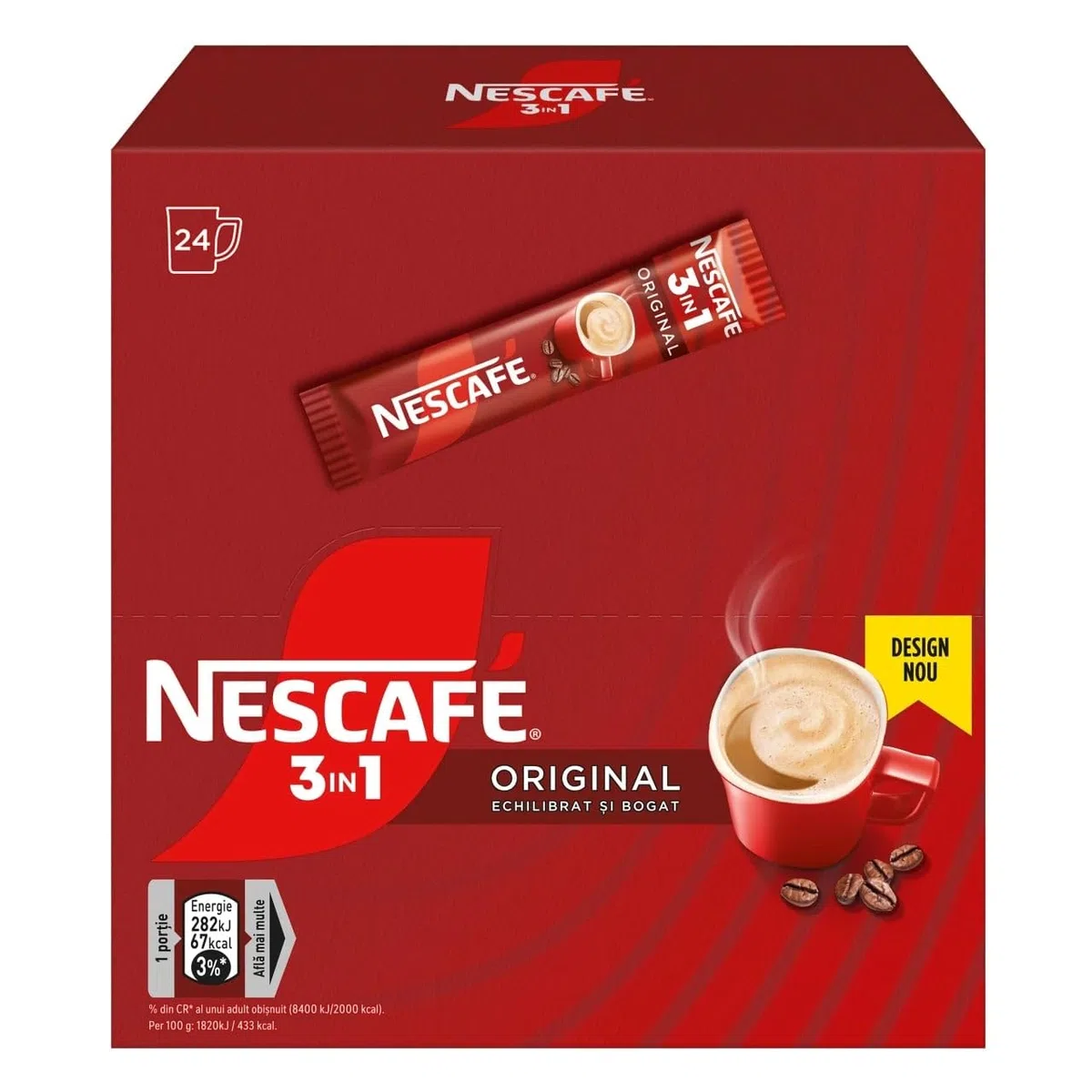 NESCAFÉ 3 in 1 Original, Caffè Solubile Istantaneo, Miscela Equilibrata e Ricca, 24 Bustine Monodose