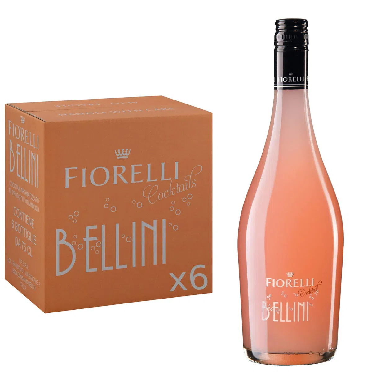 Fiorelli Fiorelli Bellini Cocktail Aromatizzato A Base Di Prodotti Vitivinicoli, 6 Bottiglie, 6 X 750Ml - 4500 ml