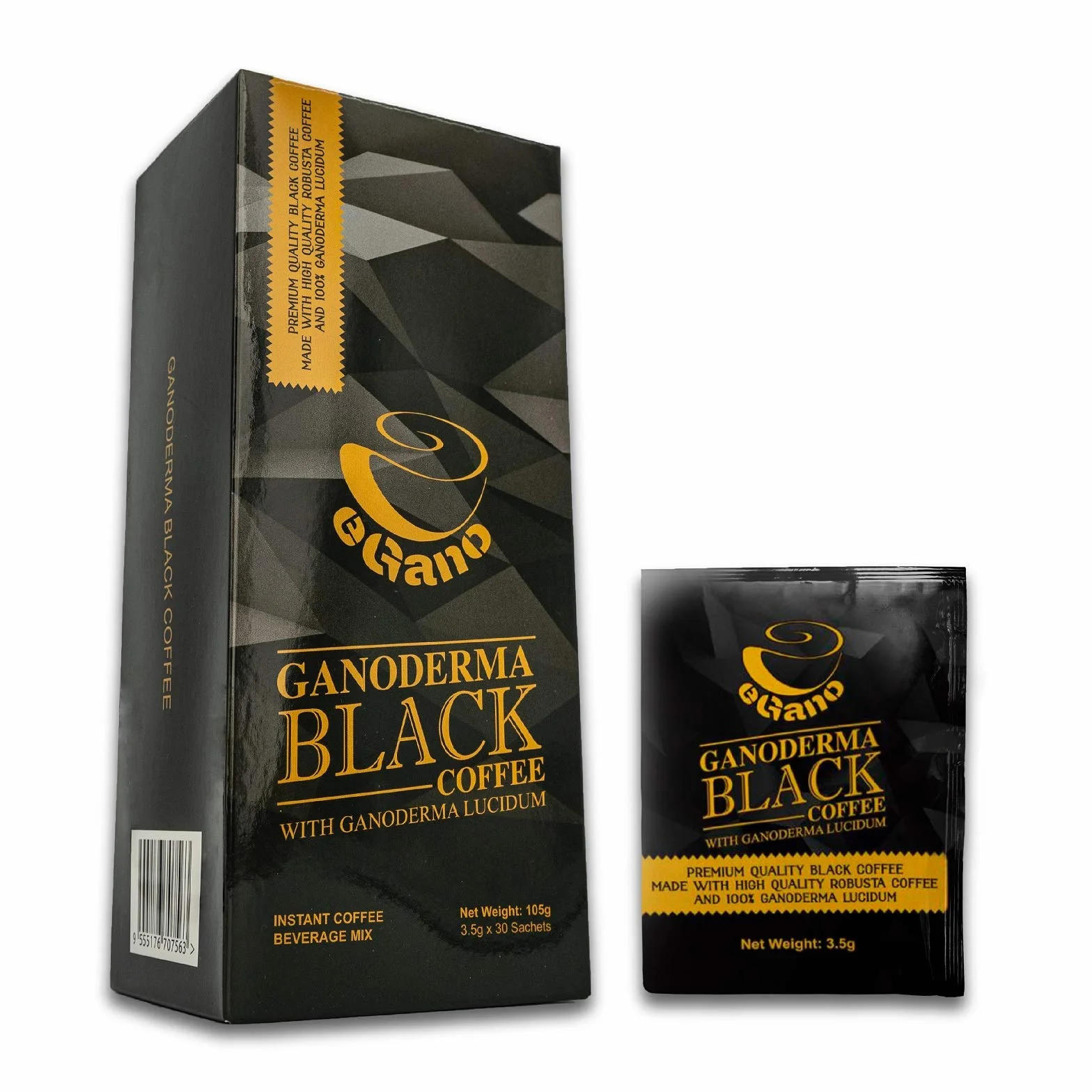 eGano - Ganoderma caffè nero di qualità premium (30 bustine x 3,5 g)