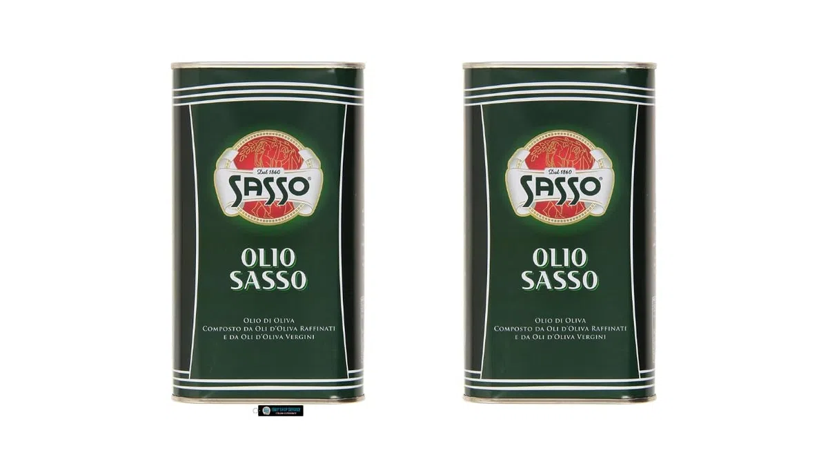 Sasso Olio d'Oliva, Composto da Oli d'Oliva Raffinati e Vergini, 2 x 1 Litro, Prodotto Italiano, + portachiavi italy shop service