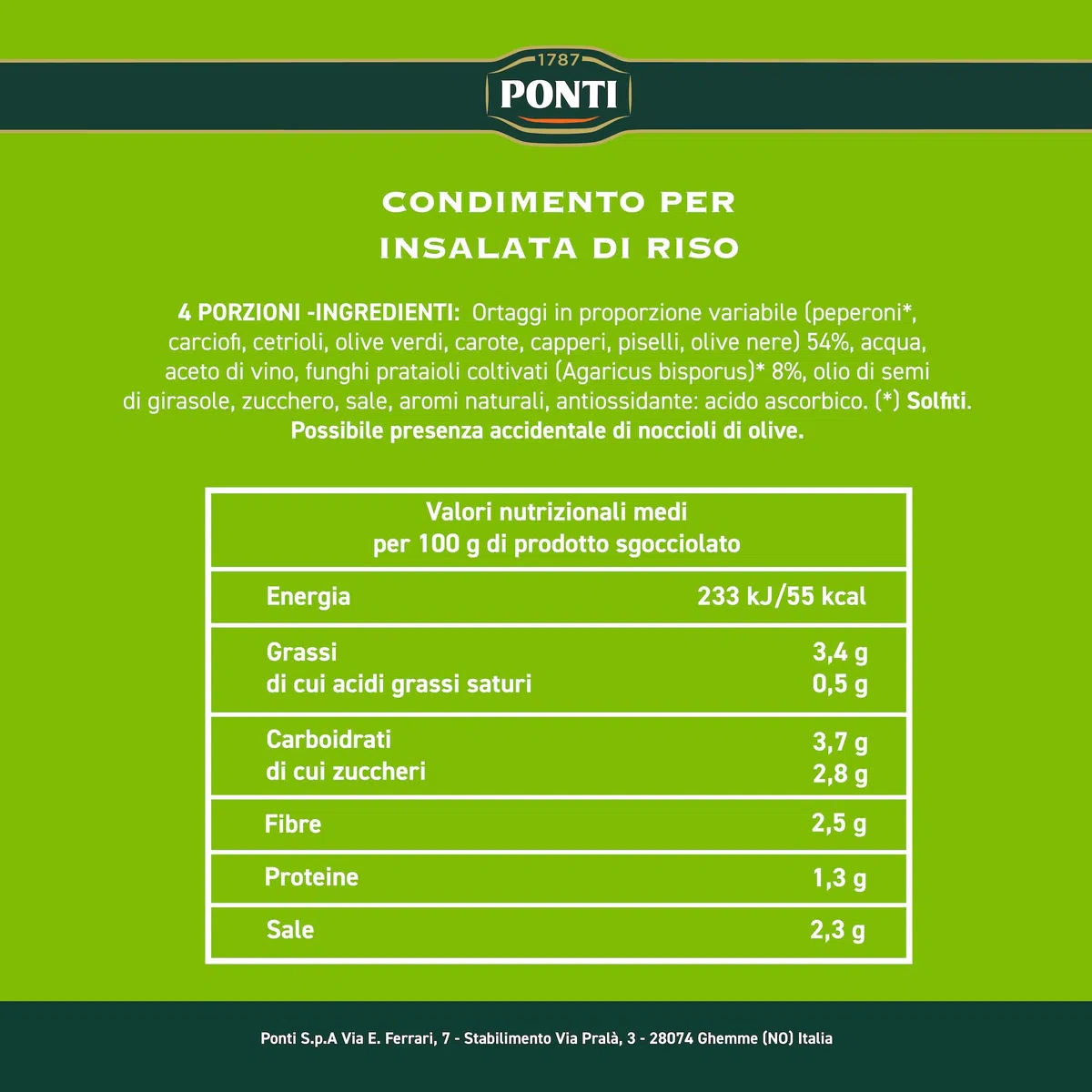 Ponti, Insalata Per Riso Bis Peperlizia, Insalata di Riso Ricca di Sapori e di Ingredienti di Qualità Freschi, 100% Made in Italy, 6 Vasi da 350 g